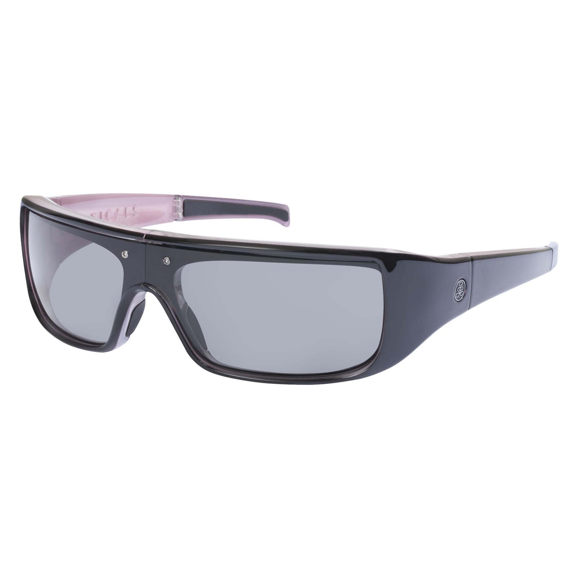 Popticals, Premium Compact Sunglasses, PopGear, 040051-KLGP, Polarized Sunglasses, Gloss Black over Pink Crystal Frame , Gray Lenses, Glam View
