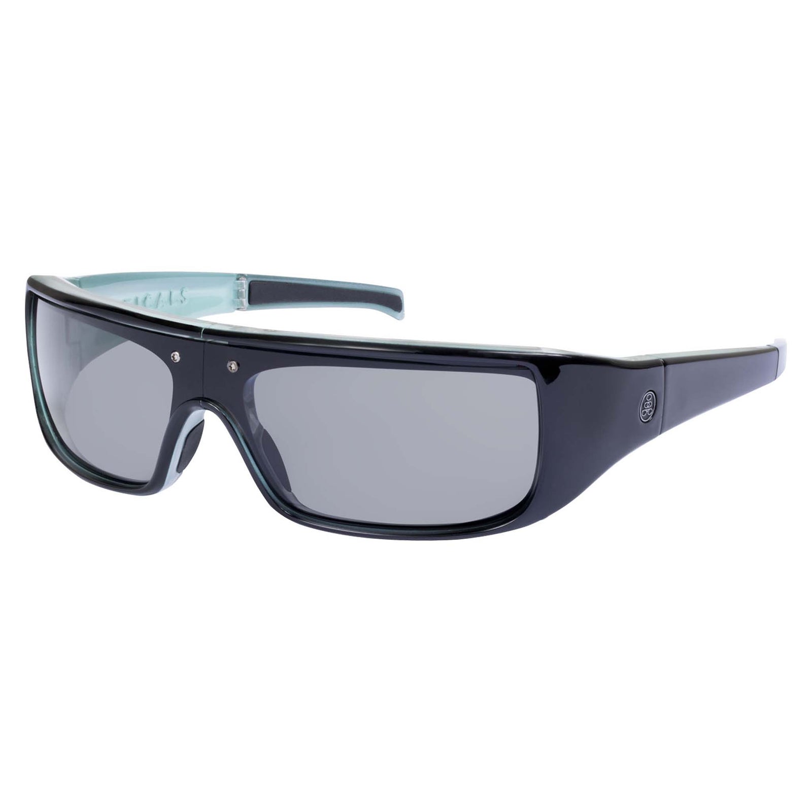 Popticals, Premium Compact Sunglasses, PopGear, 040051-ULGP, Polarized Sunglasses, Gloss Black over Blue Crystal Frame , Gray Lenses, Glam View