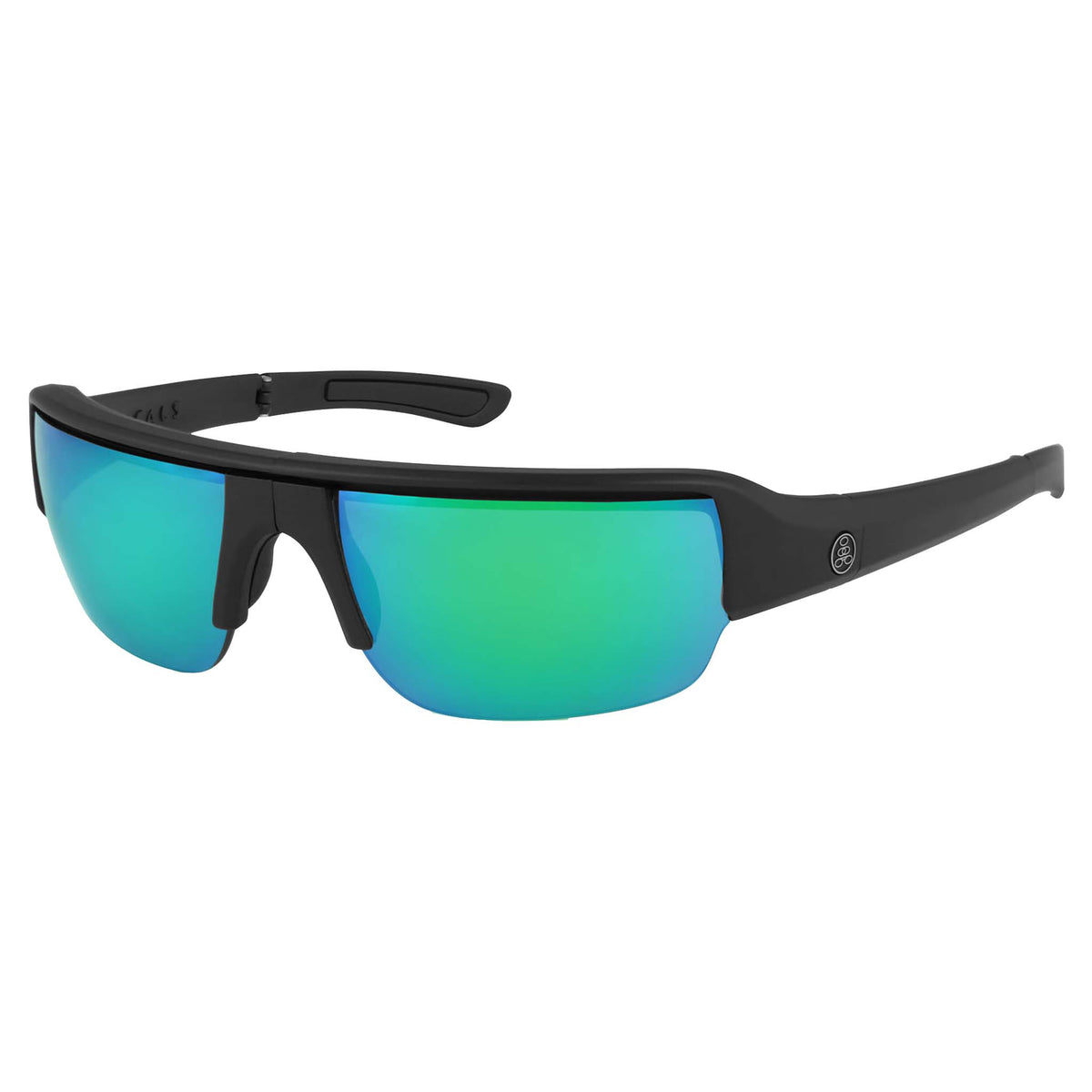 Popticals, Premium Compact Sunglasses, PopGun, 010010-BMEN, Polarized Sunglasses, Matte Black Frame, Gray Lenses w/Green Mirror, Glam View