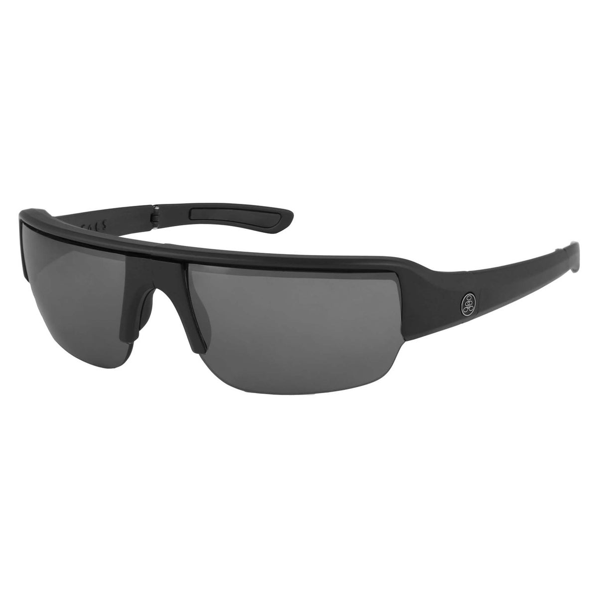Popticals, Premium Compact Sunglasses, PopGun, 010010-BMLN, Polarized Sunglasses, Matte Black Frame, Gray Lenses w/Silver Mirror Finish, Glam View
