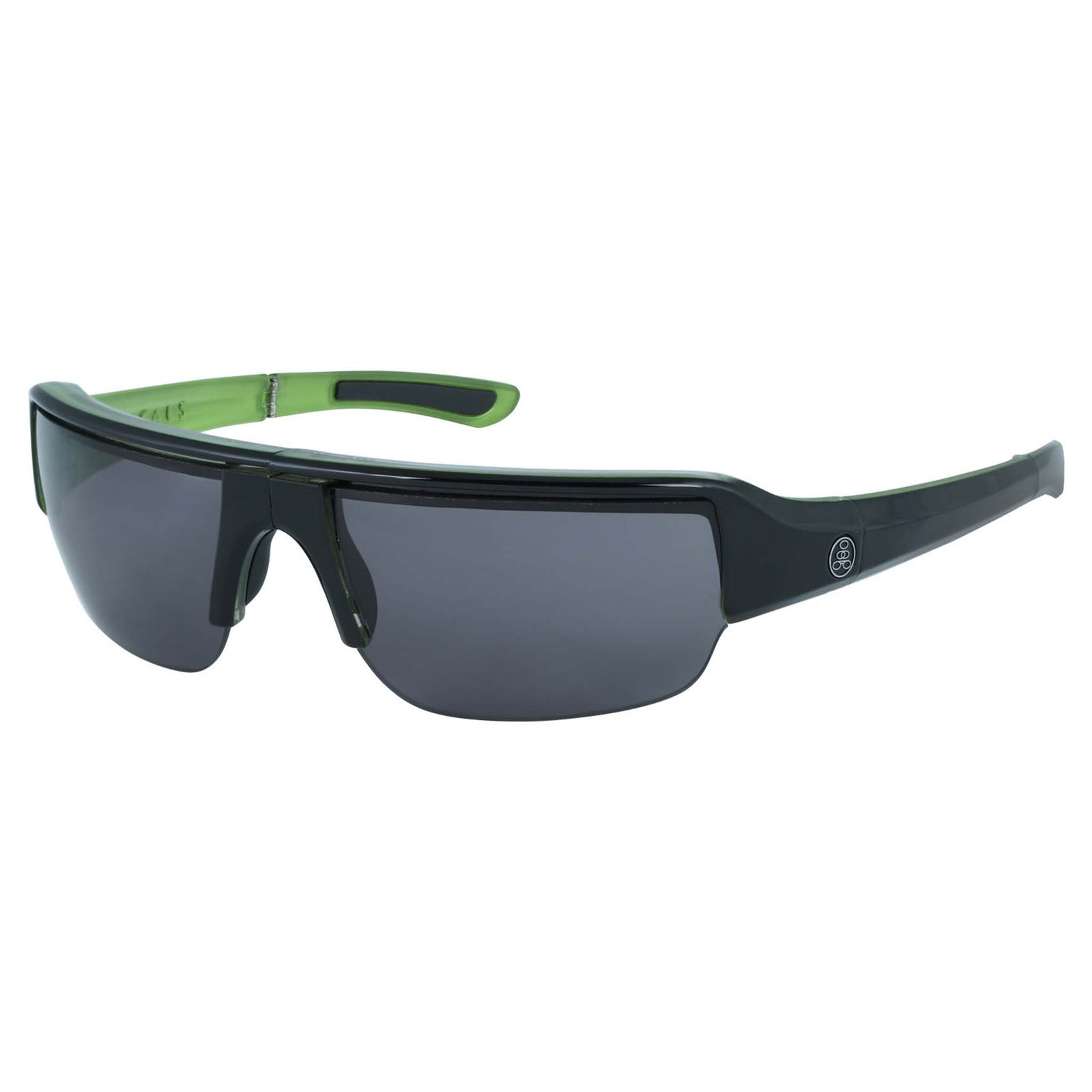 Popticals, Premium Compact Sunglasses, PopGun, 040010-GLGP, Polarized Sunglasses, Gloss Black over Green Crystal Frame, Gray Lenses, Glam View