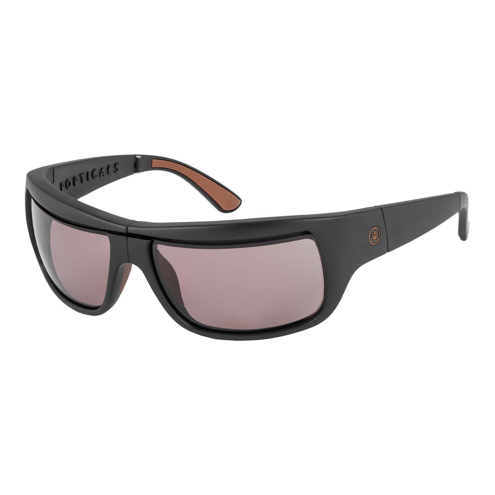 Popticals, Premium Compact Sunglasses, PopH2O, 010070-BMCP, Polarized Sunglasses, Matte Black Frame, Copper Lenses, Glam View