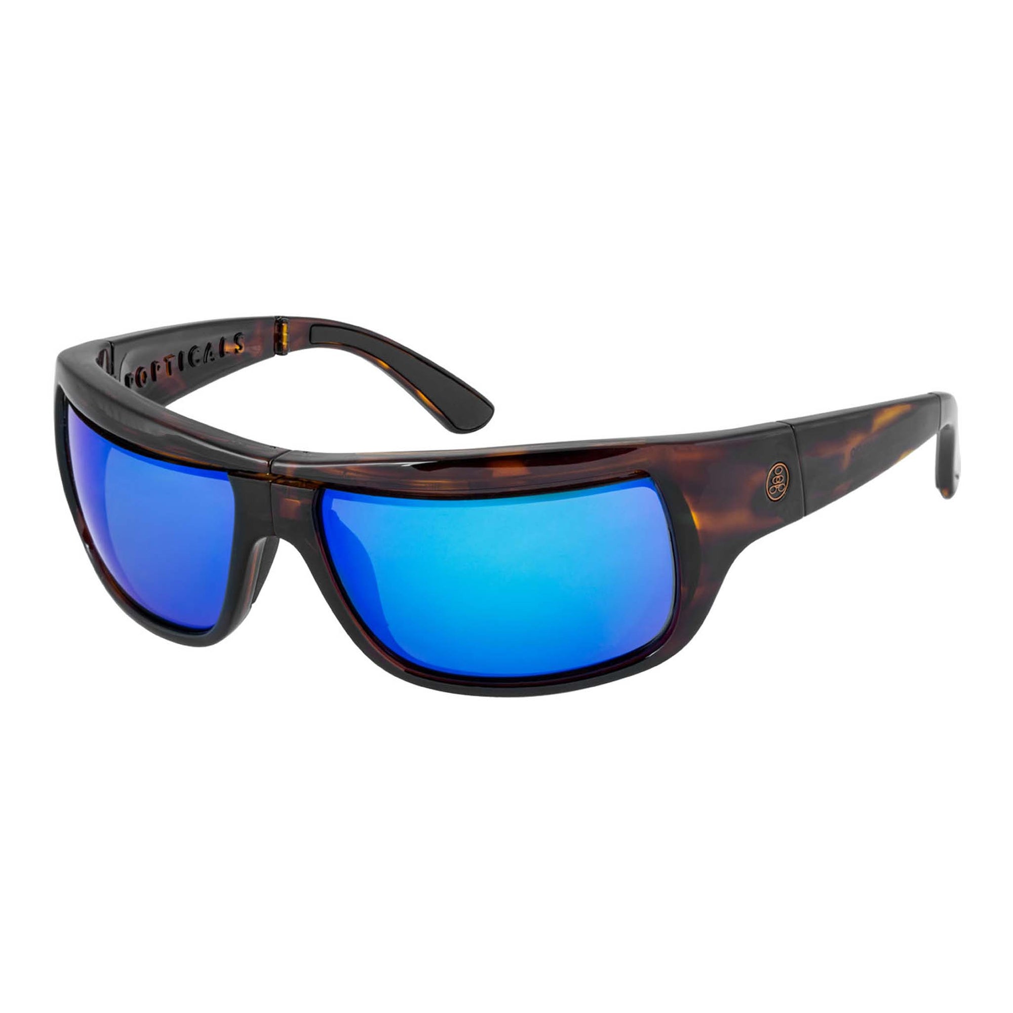 Popticals, Premium Compact Sunglasses, PopH2O, 010070-CTUN, Polarized Sunglasses, Gloss Tortoise Frame, Gray Lenses w/Blue Mirror Finish, Glam View