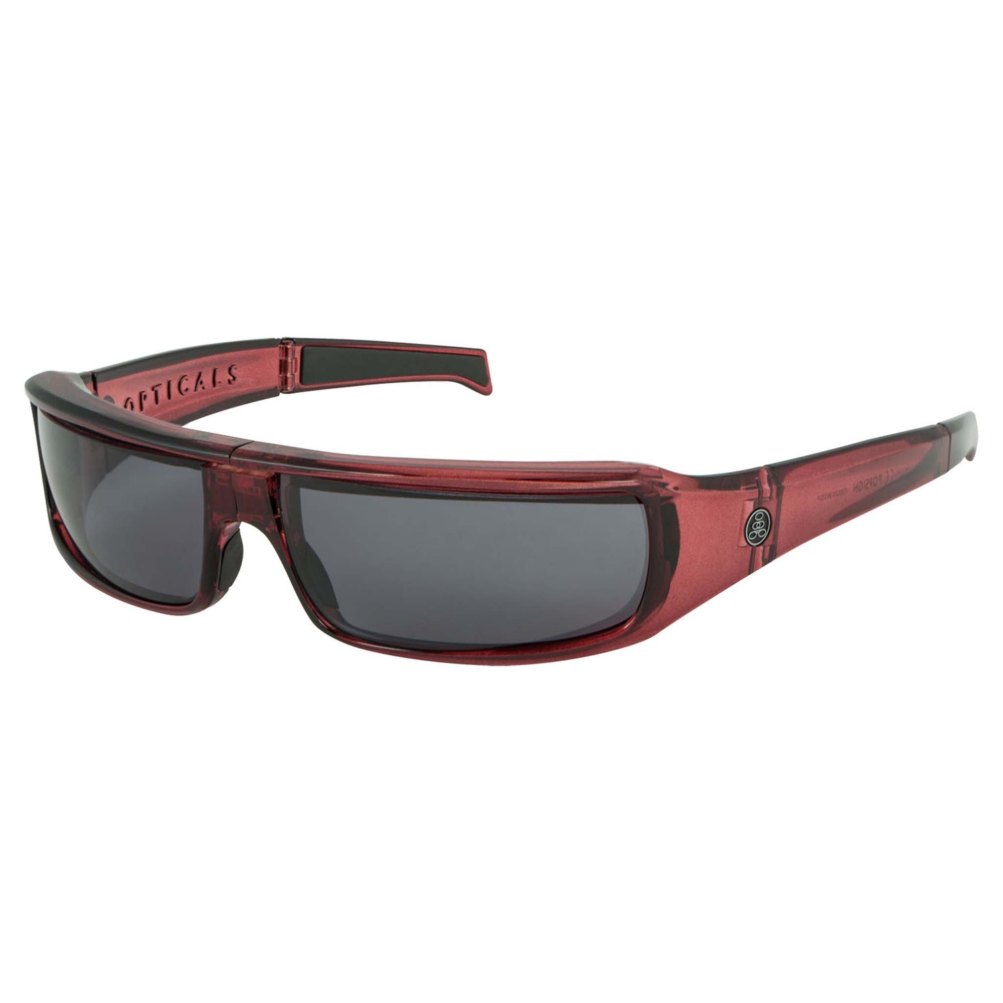 Popticals, Premium Compact Sunglasses, PopSign, 020020-WXGP, Polarized Sunglasses, Gloss Wine Crystal Frame, Gray Lenses, Glam View