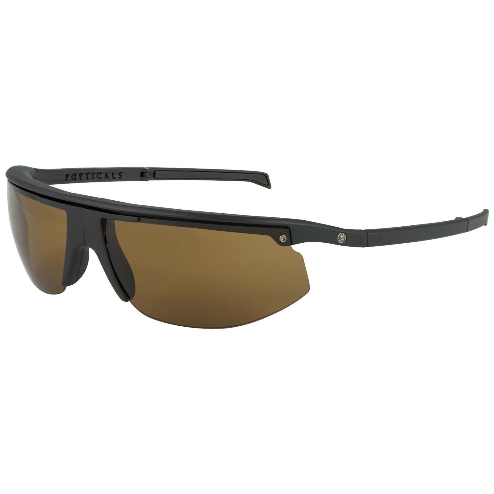 Popticals, Premium Compact Sunglasses, PopStar, 010040-BMNP, Polarized Sunglasses, Matte Black Frame, Brown Lenses, Glam View