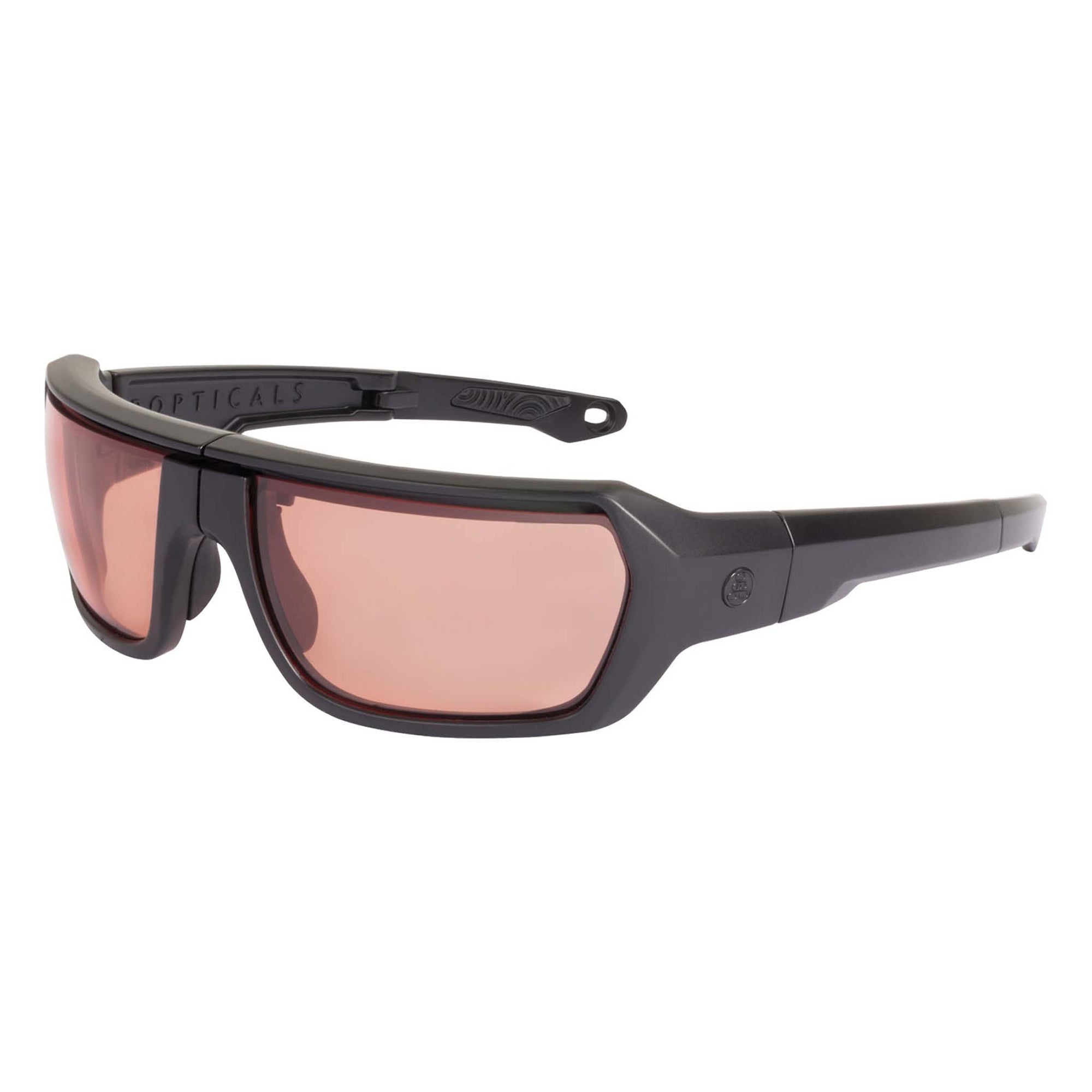 Popticals, Premium Compact Sunglasses, PopZulu, 600010-BMOZ, Standard Sunglasses, Matte Black Frame, Orange Opx Lenses, Glam View