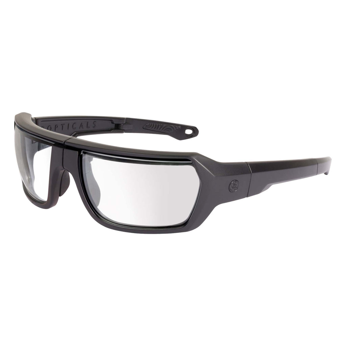 Popticals, Premium Compact Sunglasses, PopZulu, 600010-BMXZ, Standard Sunglasses, Matte Black Frame, Clear Opx Lenses, Glam View