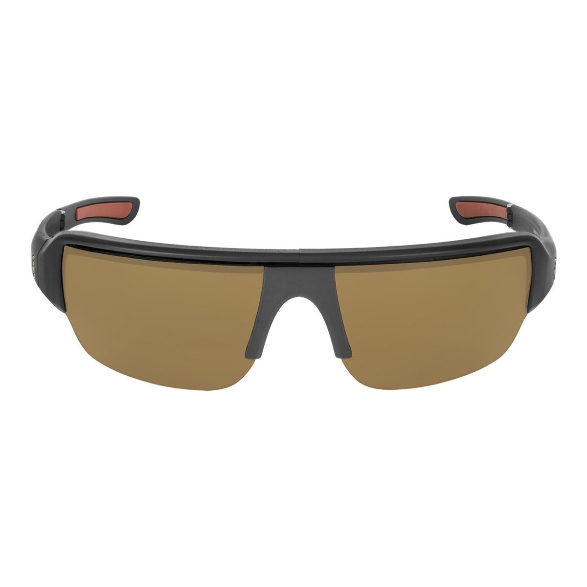 Popticals, Premium Compact Sunglasses, PopGun, 010010-NMNP, Polarized Sunglasses, Matte Black Frame, Brown Lenses, Front View