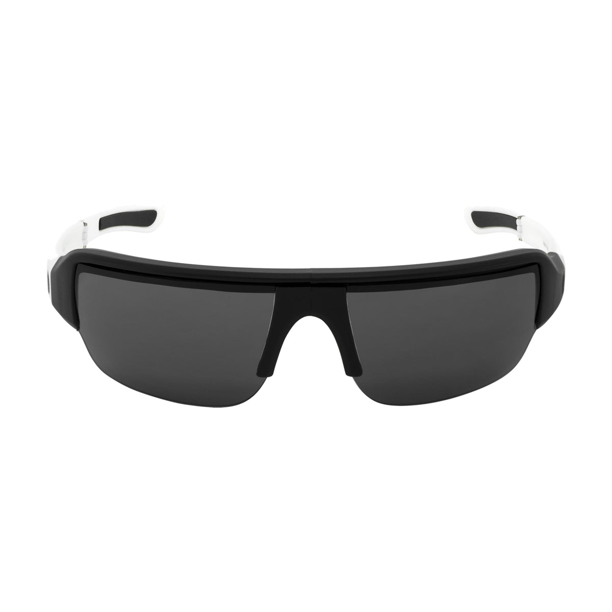 Popticals, Premium Compact Sunglasses, PopGun, 010010-WMGP, Polarized Sunglasses, Matte Black/White Frame, Gray Lenses, Front View