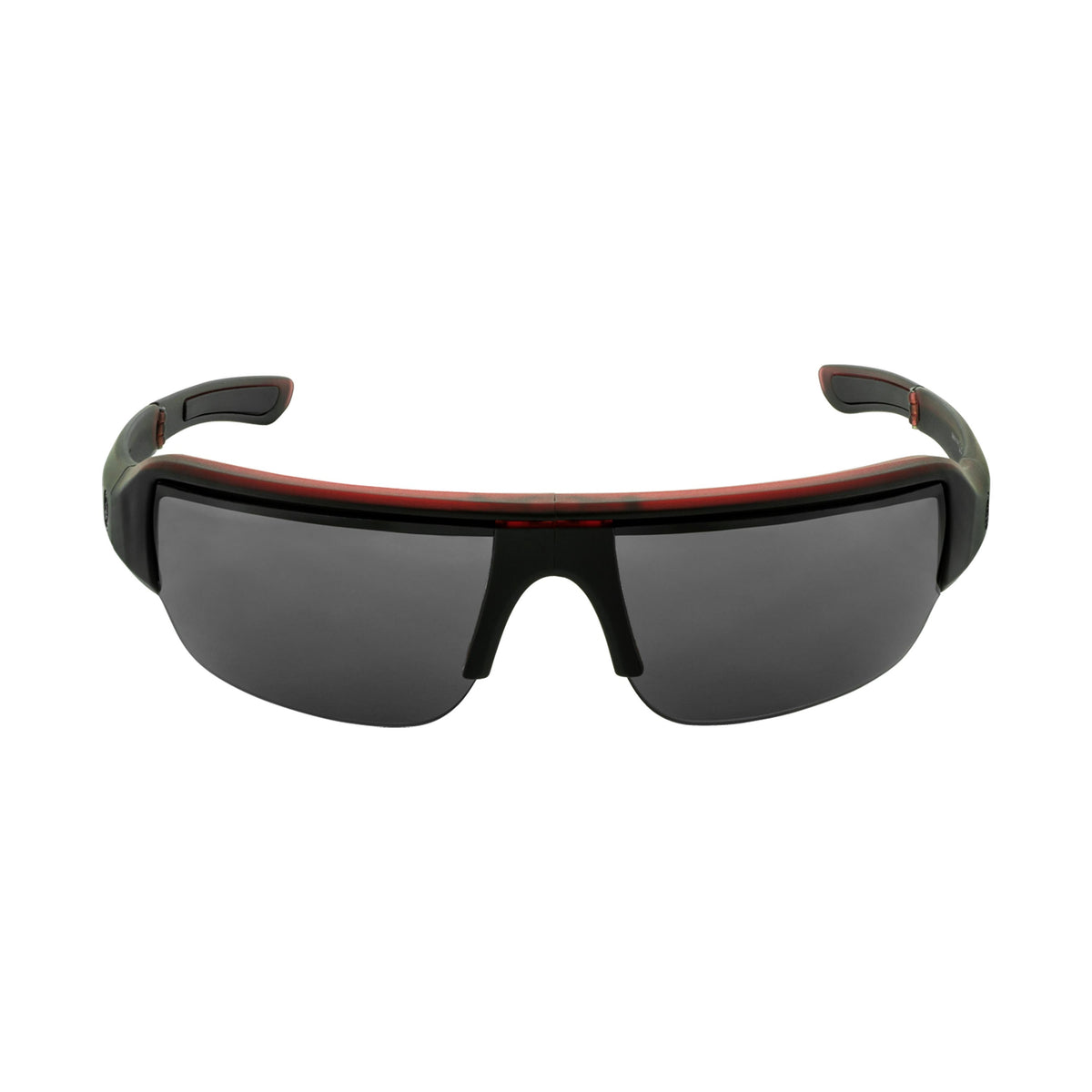 Popticals, Premium Compact Sunglasses, PopGun, 030010-REGP, Polarized Sunglasses, Matte Red/Black Crystal Frame, Gray Lenses, Front View