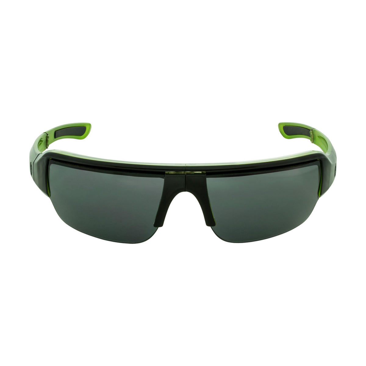 Popticals, Premium Compact Sunglasses, PopGun, 040010-GLGP, Polarized Sunglasses, Gloss Black over Green Crystal Frame, Gray Lenses, Front View