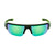 Popticals, Premium Compact Sunglasses, PopGun, 040010-GLEN, Polarized Sunglasses, Gloss Black over Green Crystal Frame, Gray Lenses w/Green Mirror Finish, Front View