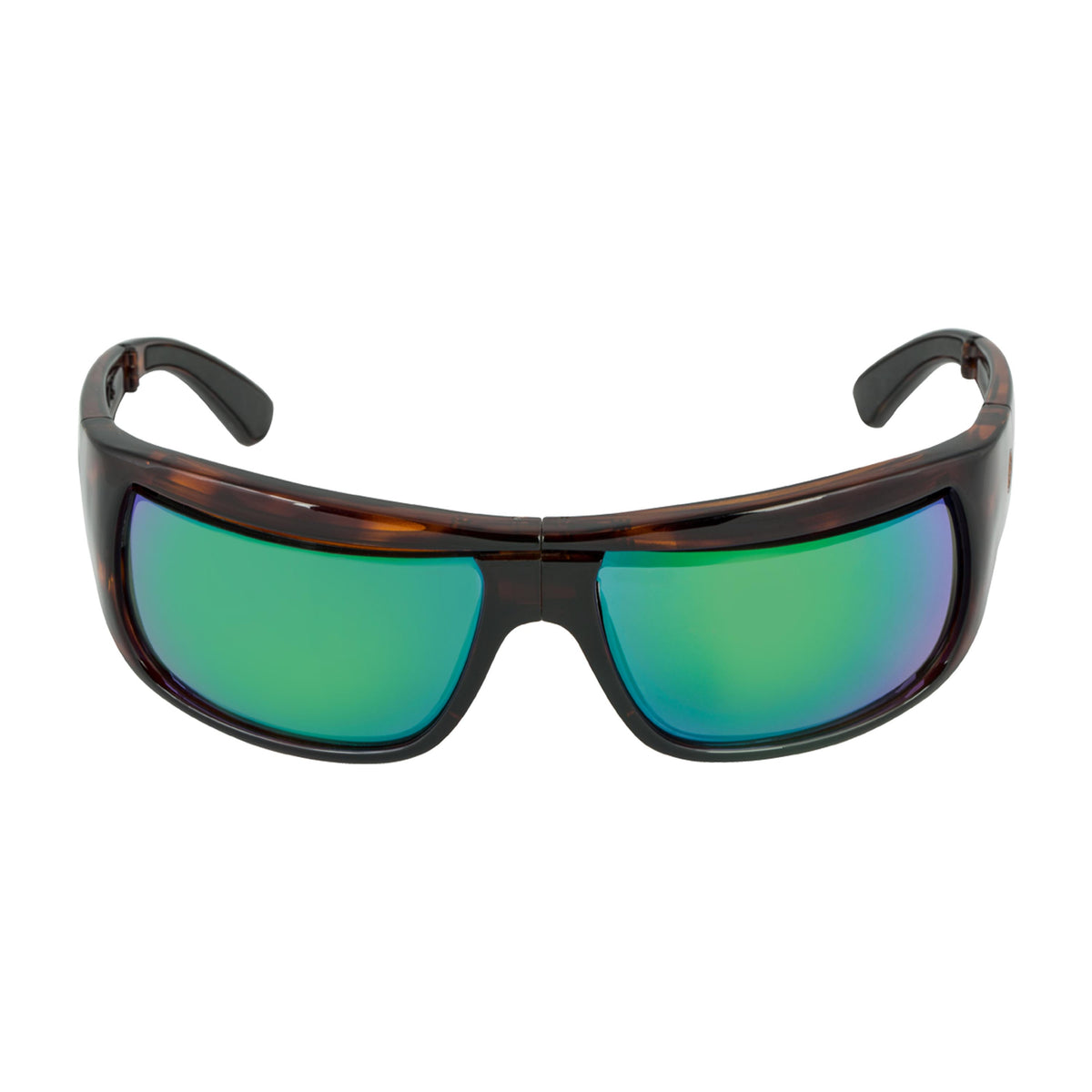 Popticals, Premium Compact Sunglasses, PopH2O, 010070-CTEN, Polarized Sunglasses, Gloss Tortoise Frame, Gray Lenses w/Green Mirror Finish, Front View