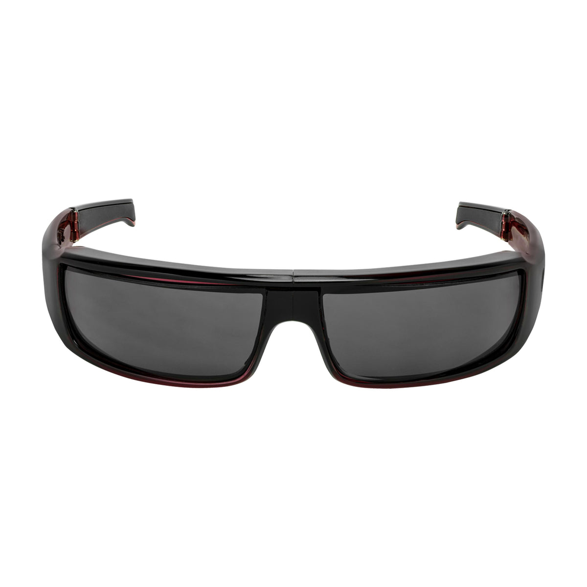 Popticals, Premium Compact Sunglasses, PopSign, 030020-LFGP, Polarized Sunglasses, Gloss Wine/Black Crystal Frame, Gray Lenses, Front View