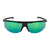 Popticals, Premium Compact Sunglasses, PopStar, 010040-BMEN, Polarized Sunglasses, Matte Black Frame, Gray Lenses w/Green Mirror Finish, Front View
