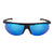 Popticals, Premium Compact Sunglasses, PopStar, 010040-BMUN, Polarized Sunglasses, Matte Black Frame, Gray Lenses w/Blue Mirror Finish, Front View