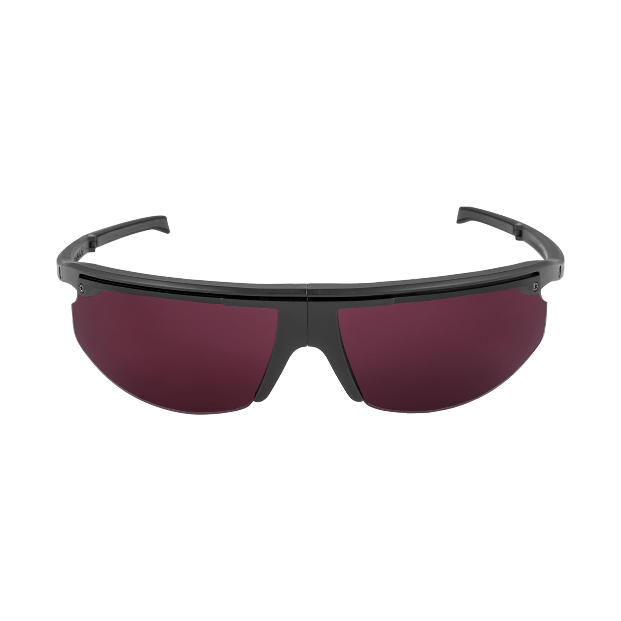 Popticals, Premium Compact Sunglasses, PopStar, 200040-BMPS, Standard Golf Sunglasses, Matte Black Frame, Purple Golf Lenses, Front View