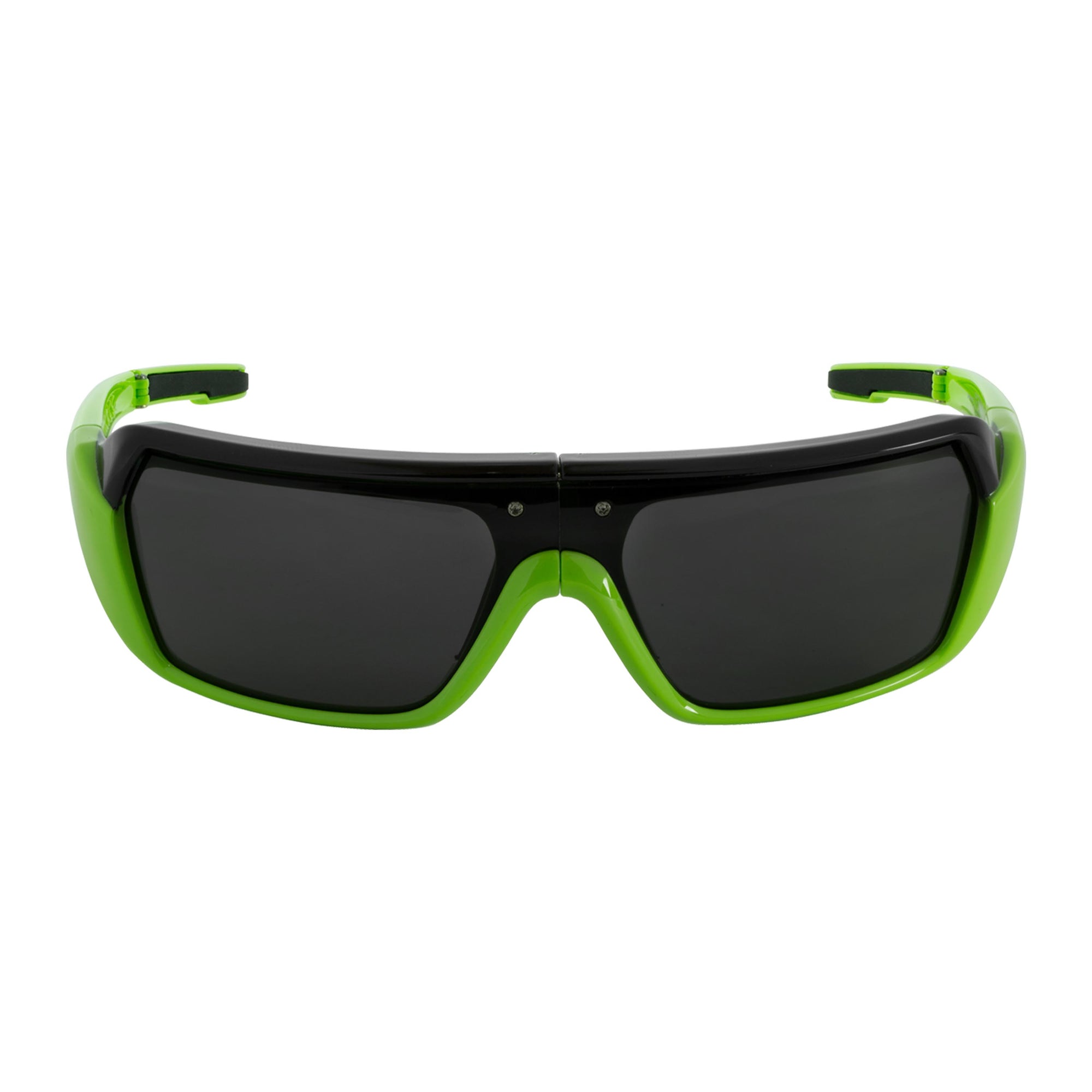 Popticals, Premium Compact Sunglasses, PopStorm, 010060-EBGP, Polarized Sunglasses, Gloss Black/Green Frame, Gray Lenses, Front View