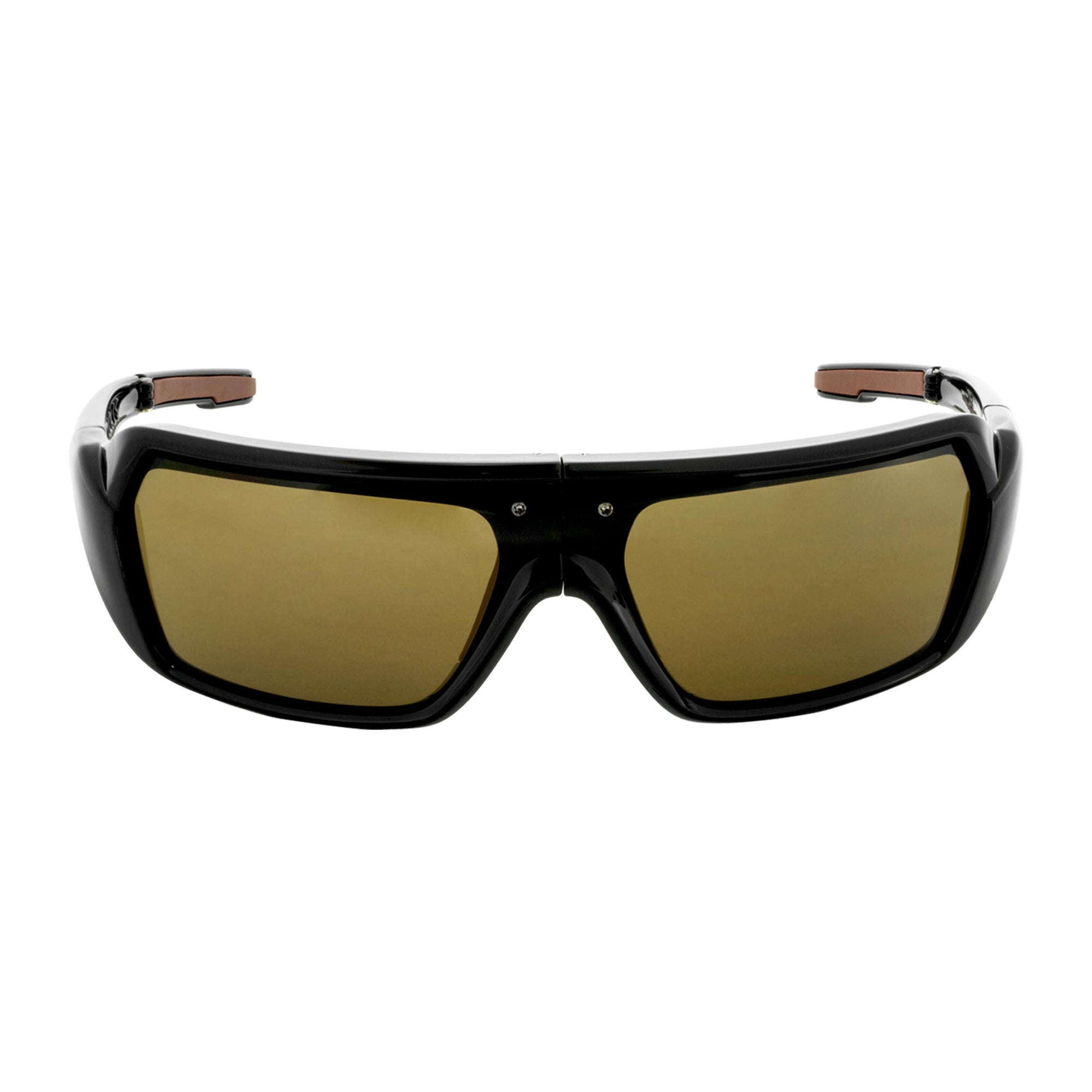 Popticals, Premium Compact Sunglasses, PopStorm, 010060-BGNP, Polarized Sunglasses, Gloss Black Frame, Brown Lenses, Glam View