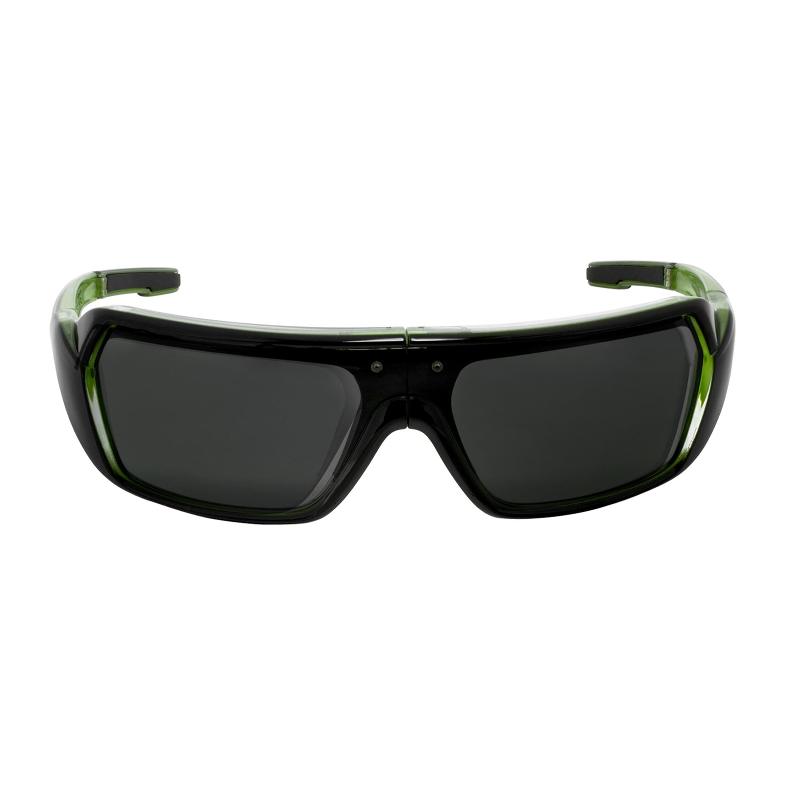 Popticals, Premium Compact Sunglasses, PopStorm, 010060-GLGP, Polarized Sunglasses, Gloss Black/Green Crystal Frame, Gray Lenses, Front View