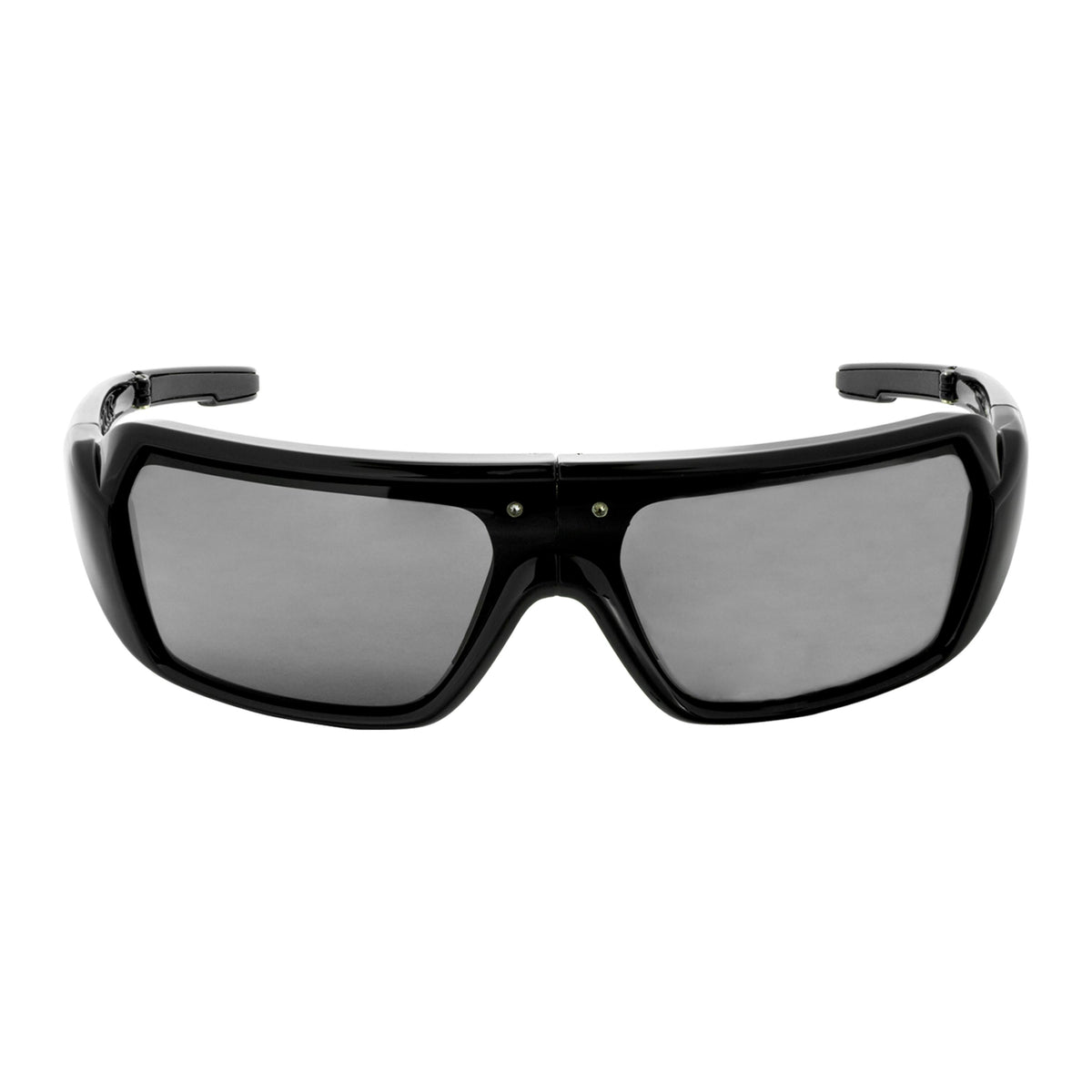 Popticals, Premium Compact Sunglasses, PopStorm, 010060-BGGP, Polarized Sunglasses, Gloss Black Frame, Gray Lenses, Front View