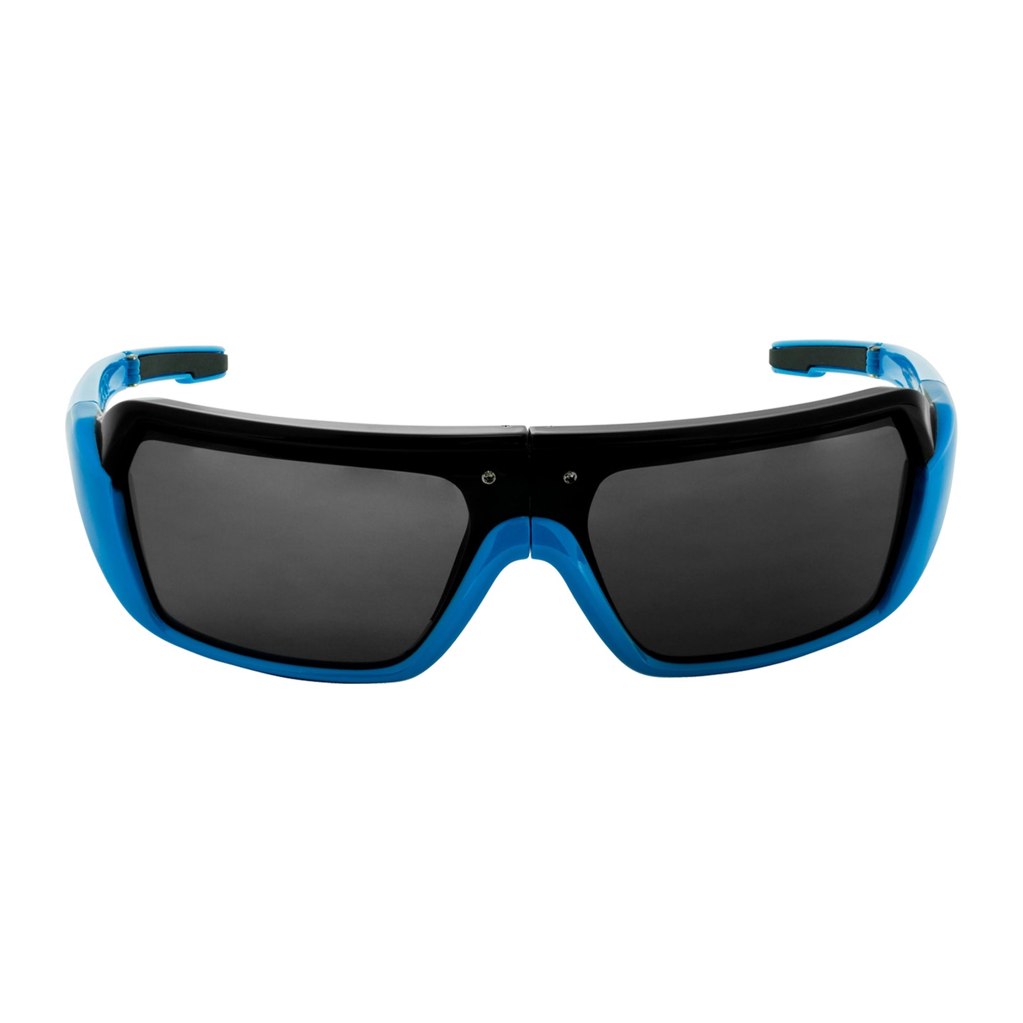 Popticals, Premium Compact Sunglasses, PopStorm, 010060-UBGP, Polarized Sunglasses, Gloss Blue/Black Frame, Gray Lenses, Front View