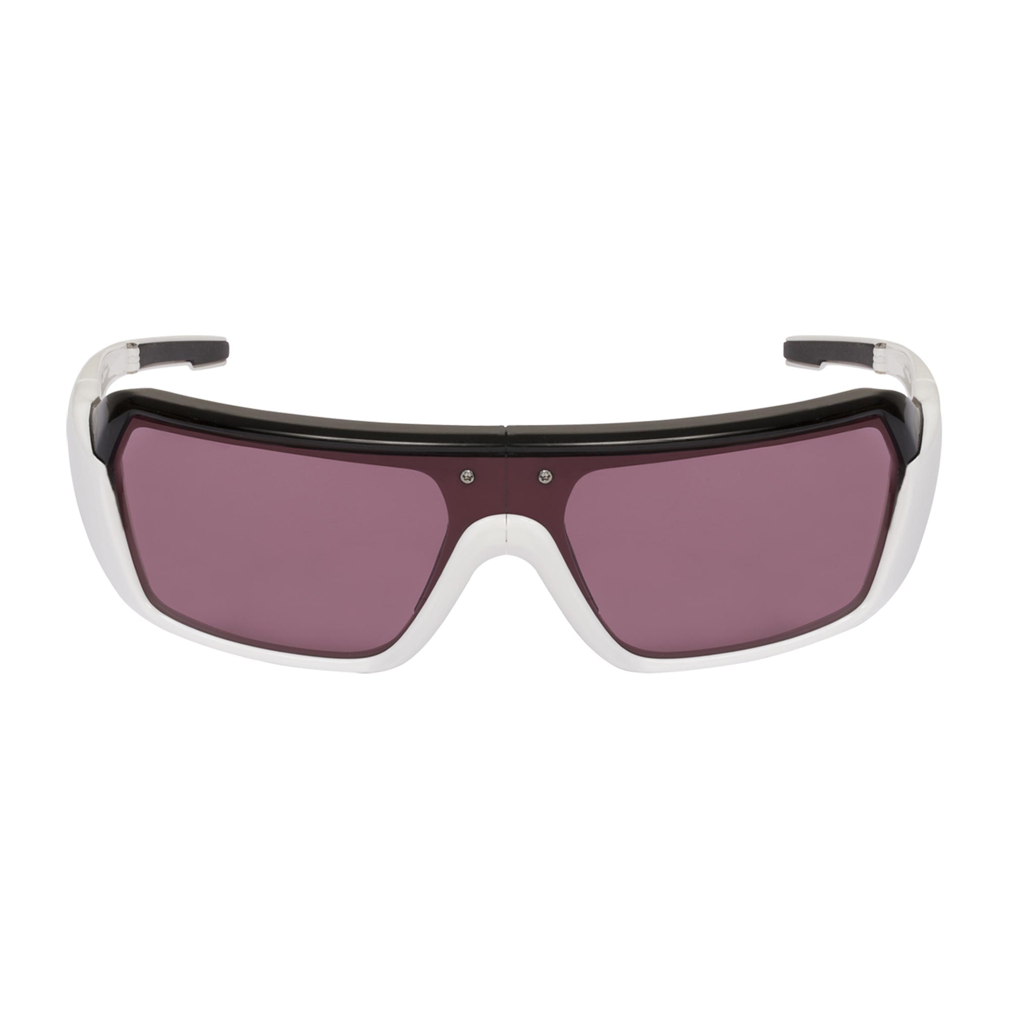 Popticals, Premium Compact Sunglasses, PopStorm, 200060-WBPS, Standard Sunglasses, Gloss Black/White Frame, Purple Golf Lenses, Front View
