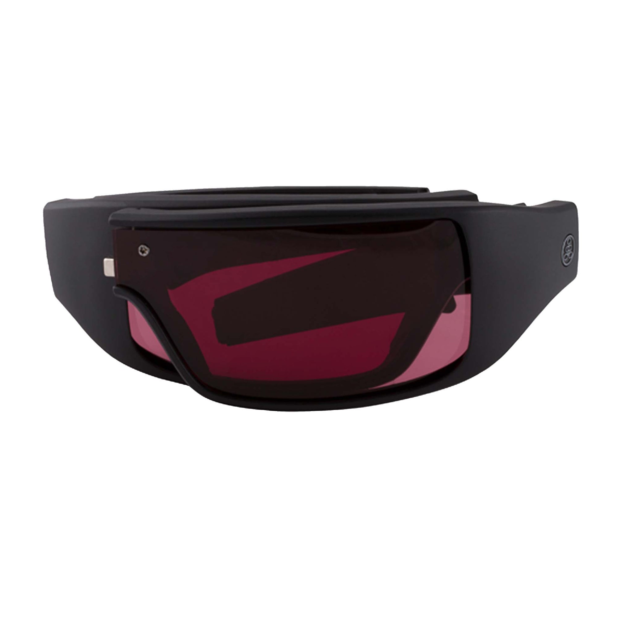 Popticals, Premium Compact Sunglasses, PopGear, 200050-BMPS, Standard Sunglasses, Matte Black Frame , Purple Golf Lenses, Compact View