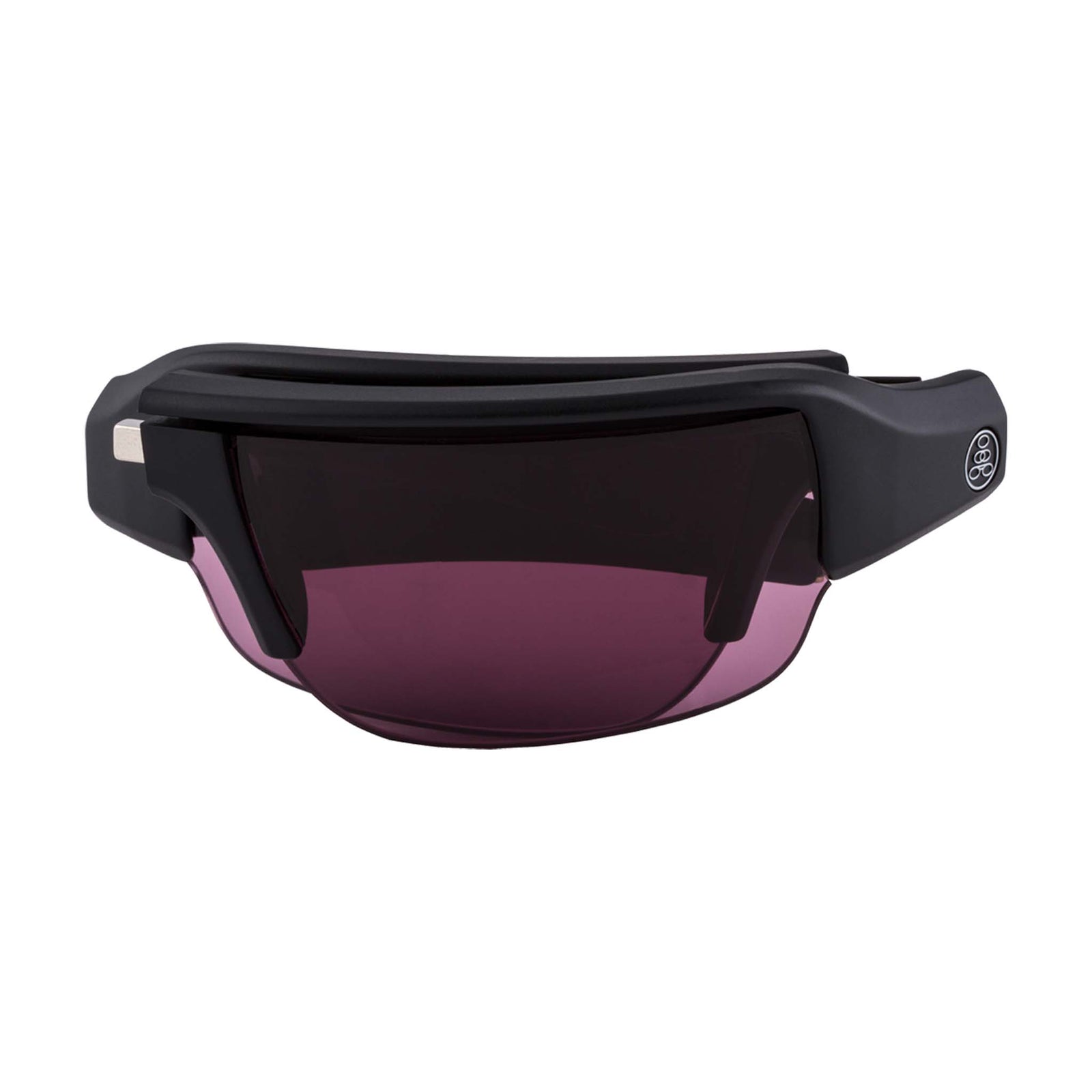 Popticals, Premium Compact Sunglasses, PopGun, 200010-BMVS, Standard Golf Sunglasses, Matte Black Frame, Violet Golf Lenses, Compact View