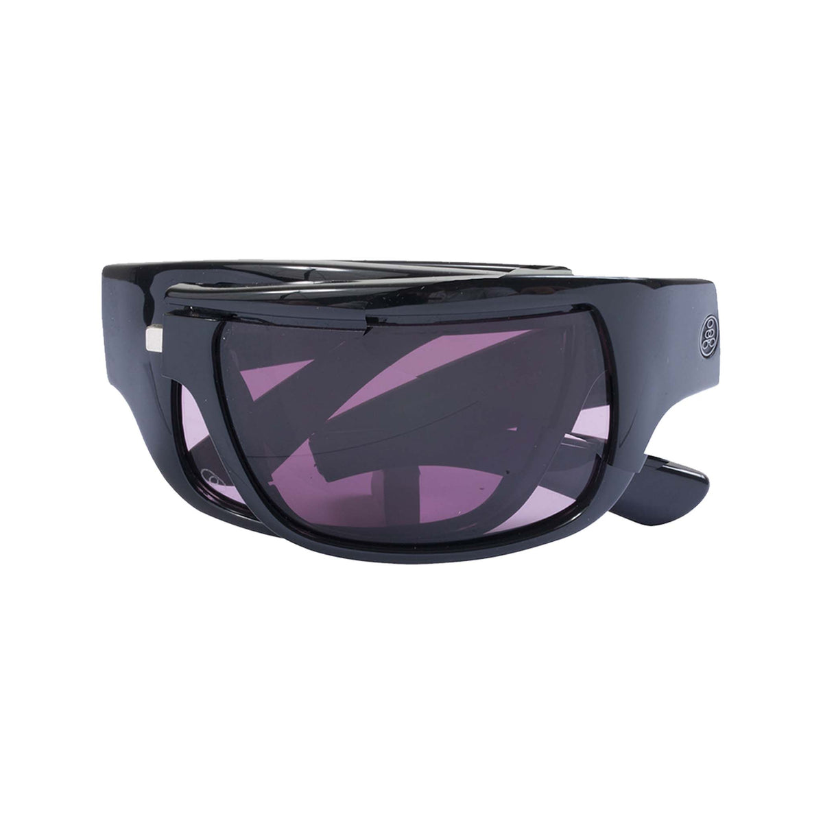Popticals, Premium Compact Sunglasses, PopH2O, 200070-BGVS, Polarized Sunglasses, Gloss Black Frame, Violet Golf Lenses, Compact View