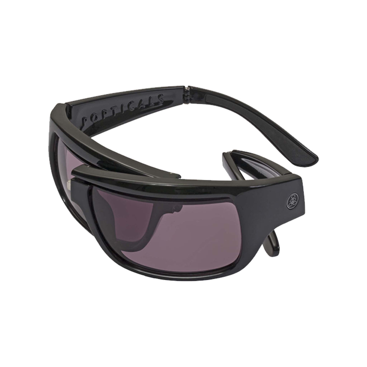 Popticals, Premium Compact Sunglasses, PopH2O, 200070-BGVS, Polarized Sunglasses, Gloss Black Frame, Violet Golf Lenses, Spider View