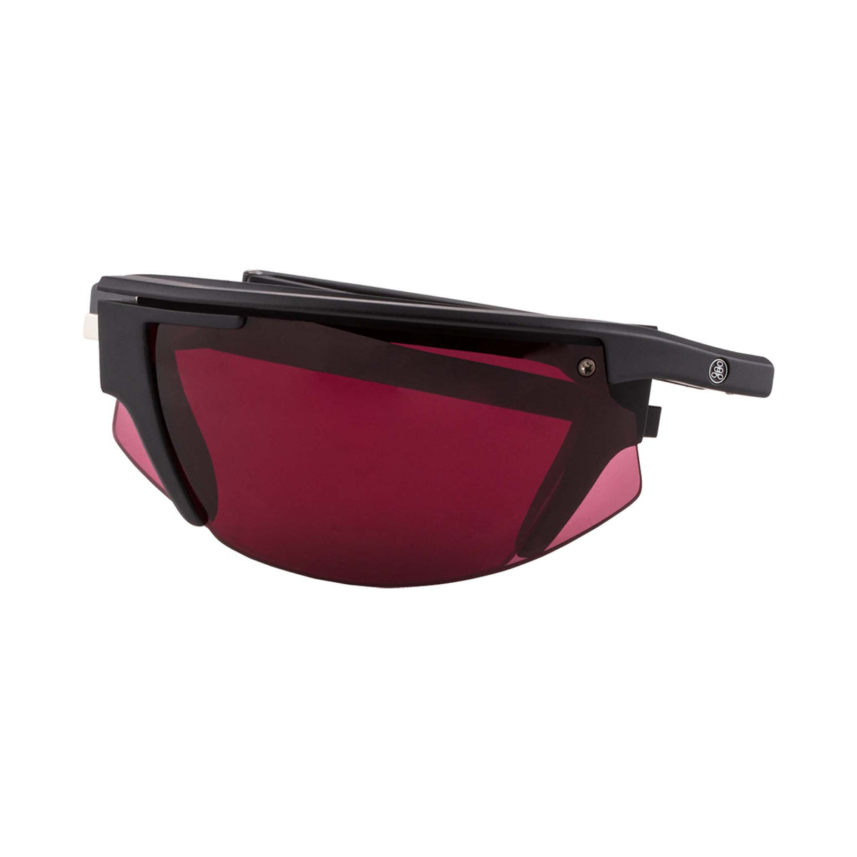 Popticals, Premium Compact Sunglasses, PopStar, 200040-BMPS, Standard Golf Sunglasses, Matte Black Frame, Purple Golf Lenses, Compact View