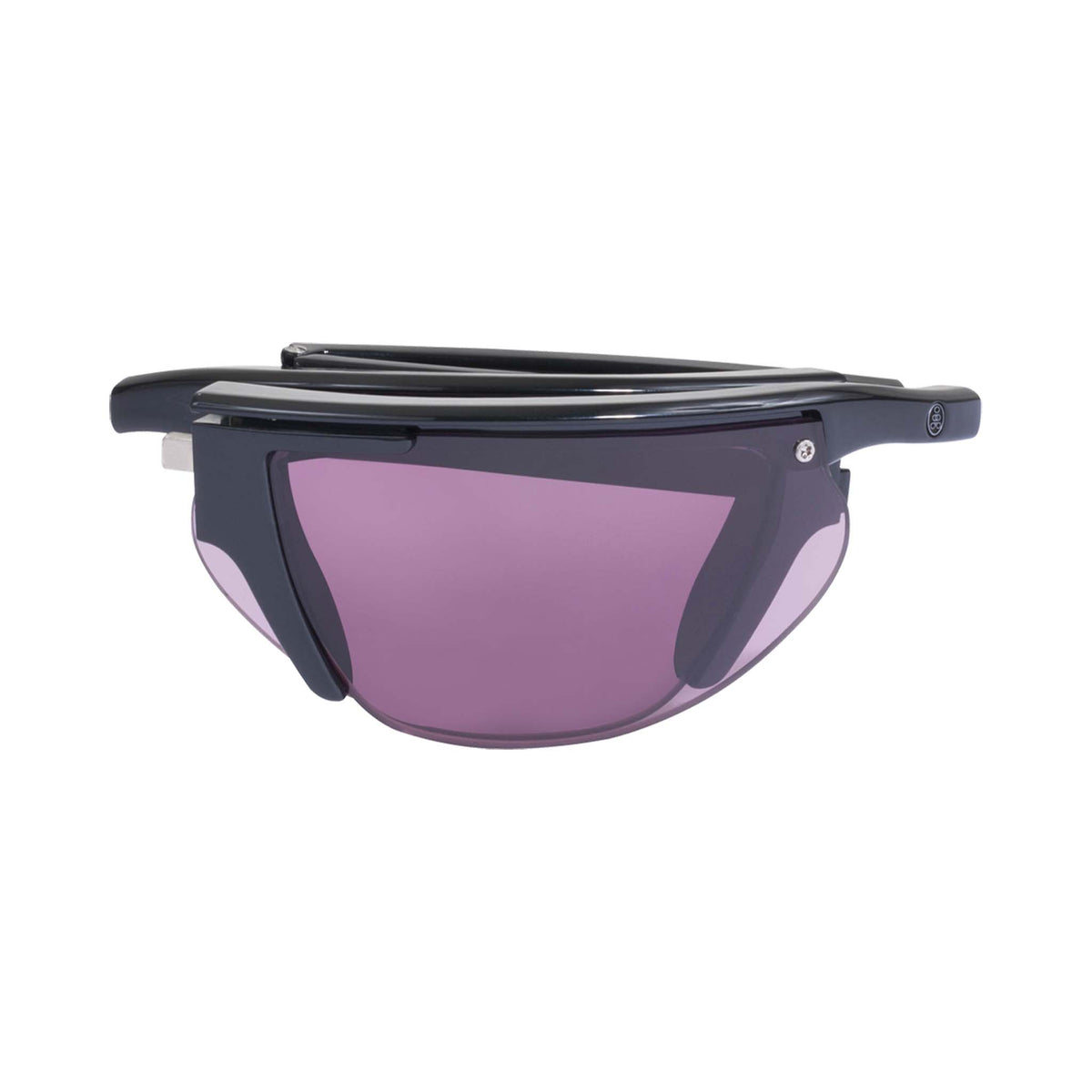 Popticals, Premium Compact Sunglasses, PopTrail, 200081-BGVS, Standard Golf Sunglasses, Gloss Black Frame, Violet Golf Lenses, Compact View