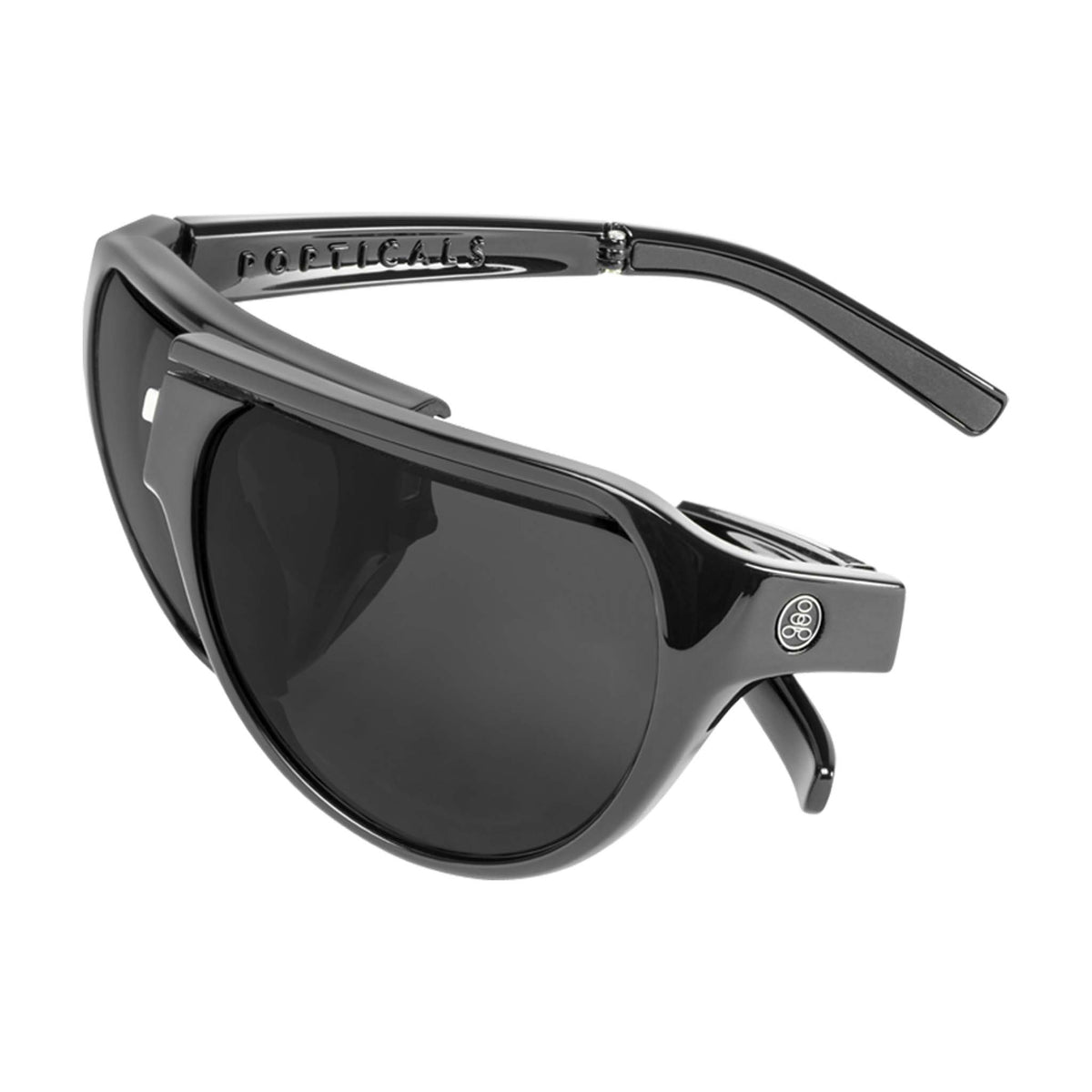 Popticals, Premium Compact Sunglasses, PopAir, 300010-BGGP, Polarized Sunglasses, Gloss Black Frame, Gray Lenses, Spider View