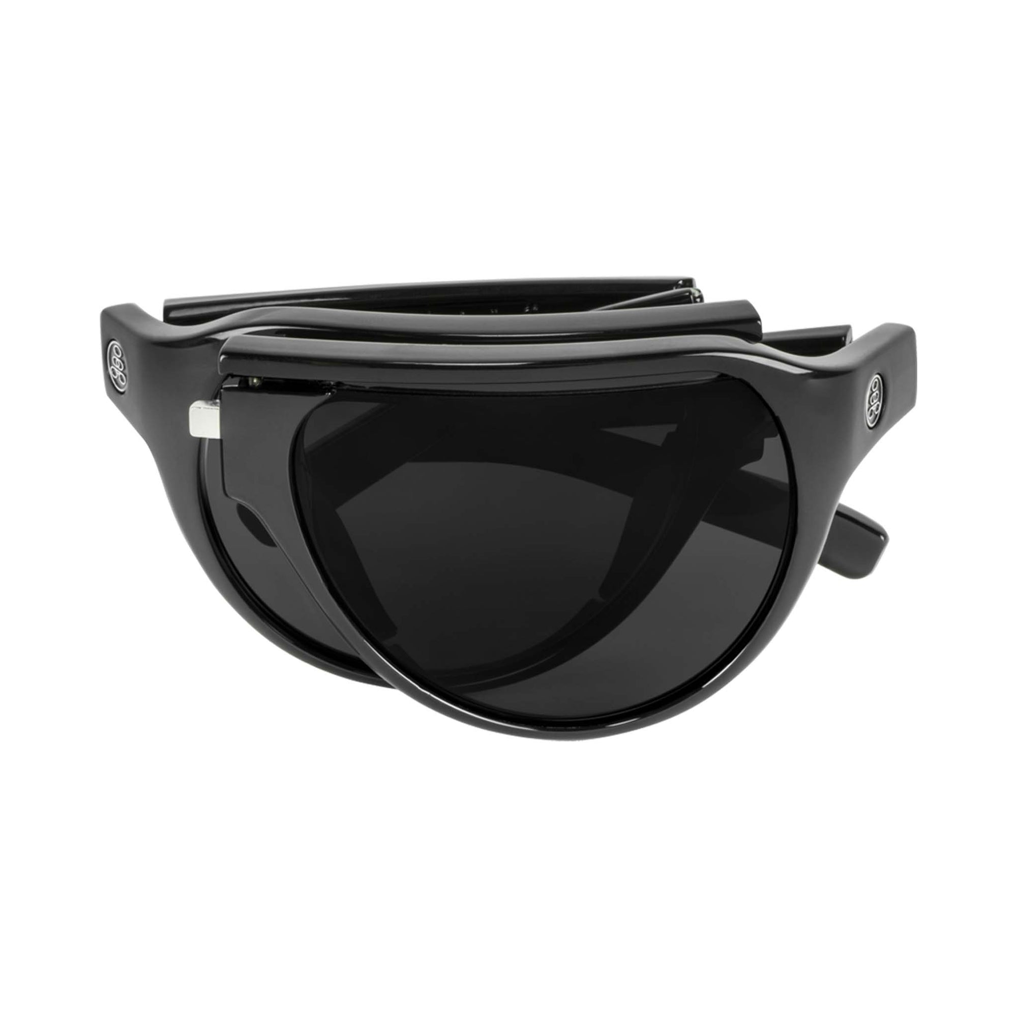 Popticals, Premium Compact Sunglasses, PopAir, 300010-BGGS, Standard Sunglasses, Gloss Black Frame, Gray Lenses, Compact View