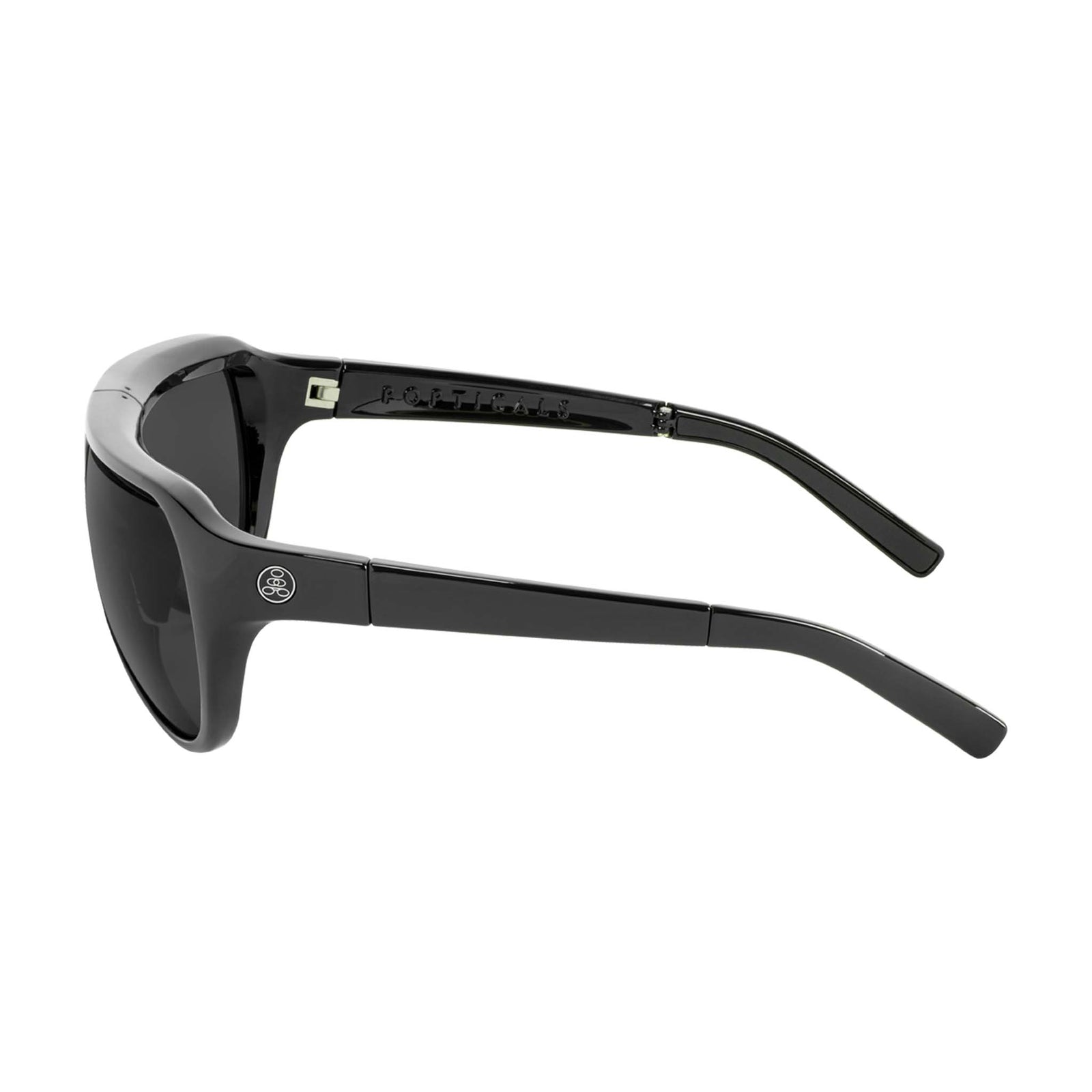 Popticals, Premium Compact Sunglasses, PopAir, 300010-BGGS, Standard Sunglasses, Gloss Black Frame, Gray Lenses, Side View