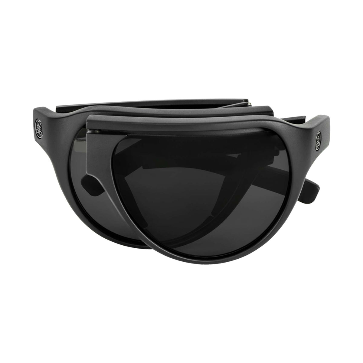 Popticals, Premium Compact Sunglasses, PopAir, 300010-BMGP, Polarized Sunglasses, Matte Black Frame, Gray Lenses, Compact View