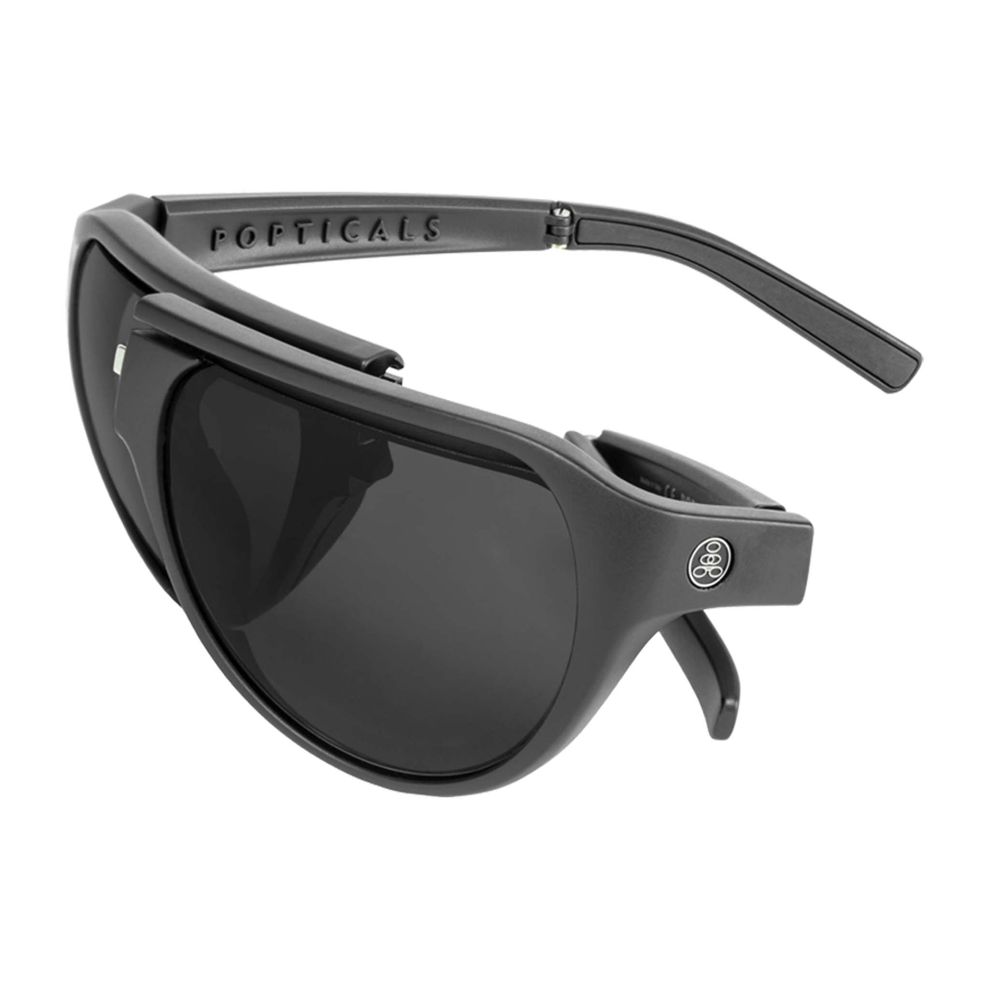 Popticals, Premium Compact Sunglasses, PopAir, 300010-BMGP, Polarized Sunglasses, Matte Black Frame, Gray Lenses, Glam View