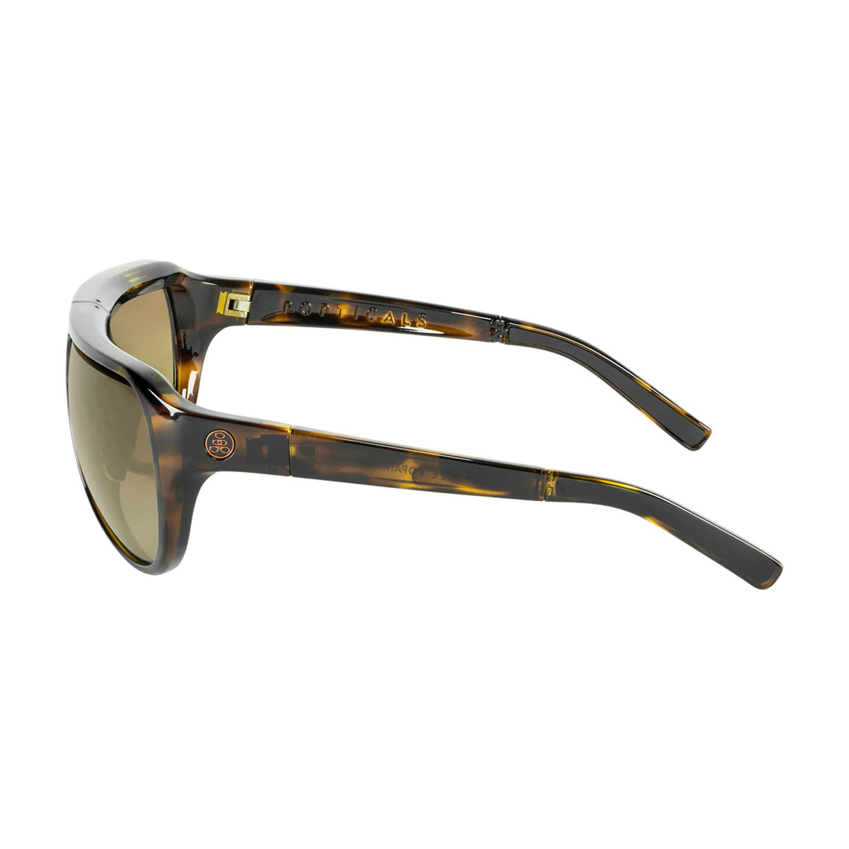 Popticals, Premium Compact Sunglasses, PopAir, 300010-CTNC, Polarized Sunglasses, Gloss Tortoise Frame, Gradient Brown Lenses, Side View
