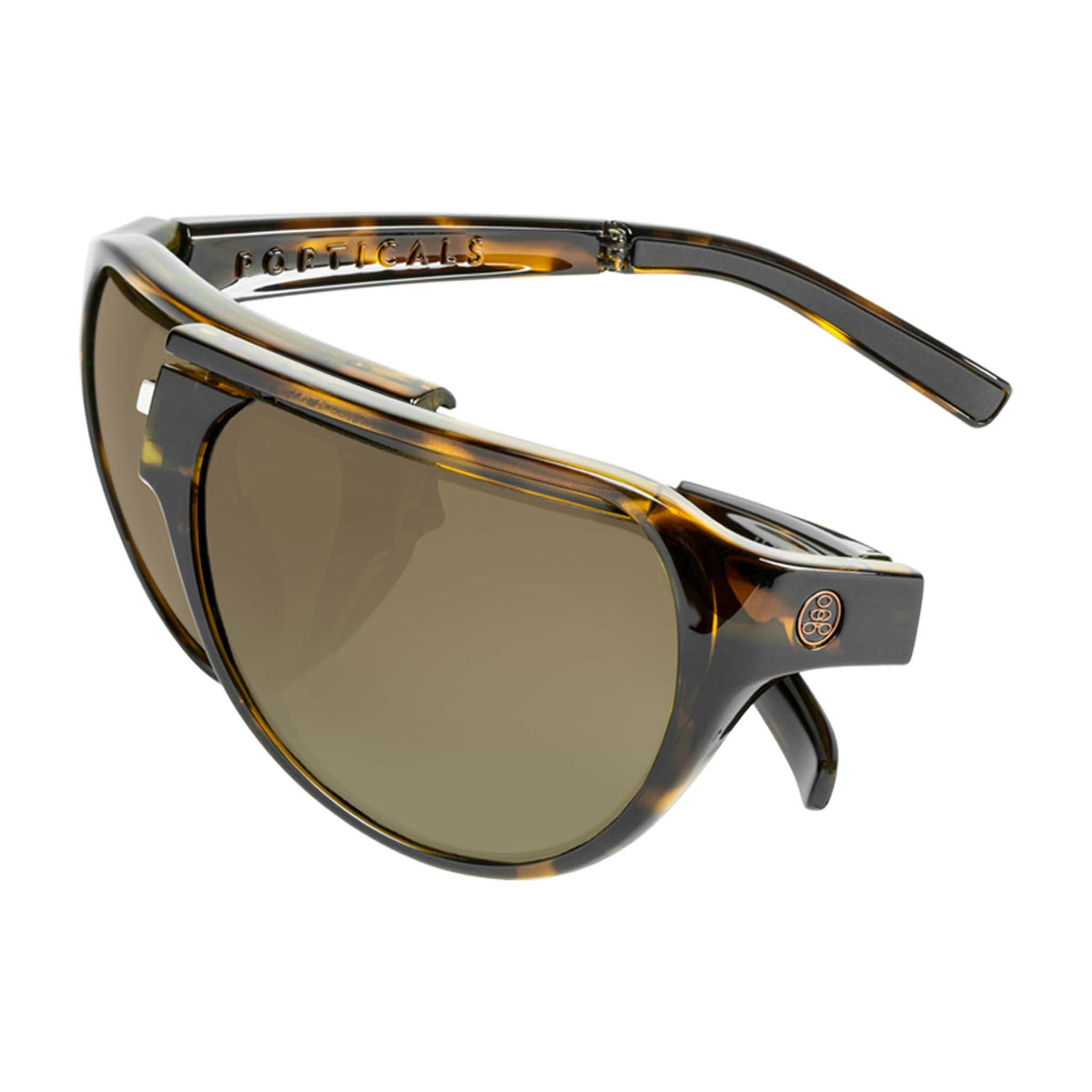 Popticals, Premium Compact Sunglasses, PopAir, 300010-CTNC, Polarized Sunglasses, Gloss Tortoise Frame, Gradient Brown Lenses, Spider View
