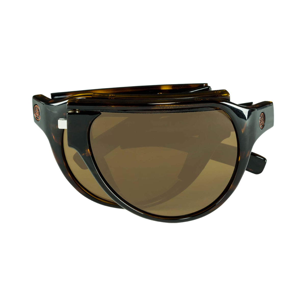 Popticals, Premium Compact Sunglasses, PopAir, 300010-CTNP, Polarized Sunglasses, Gloss Tortoise Frame, Brown Lenses, Compact View