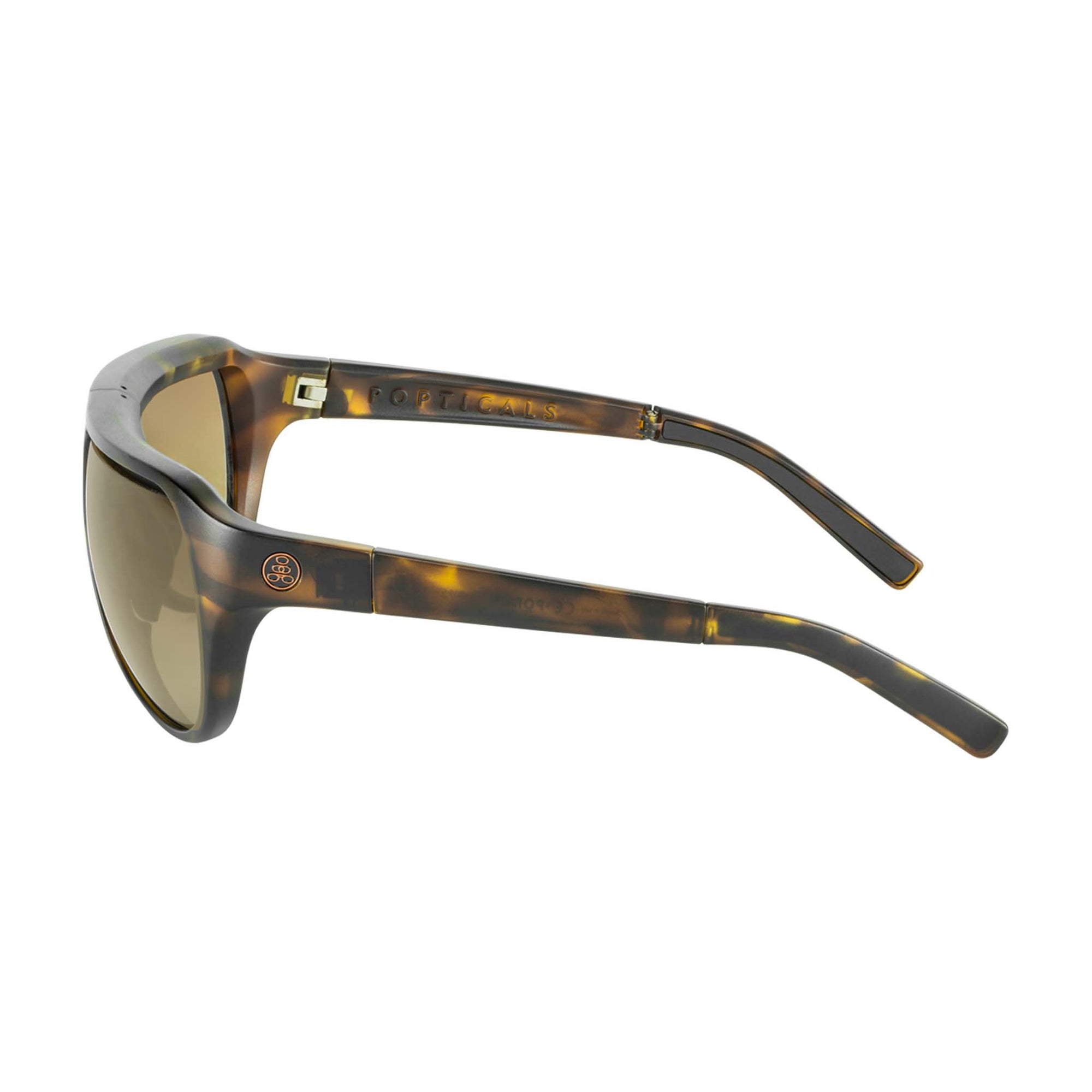 Popticals, Premium Compact Sunglasses, PopAir, 300010-CUNC, Polarized Sunglasses, Matte Tortoise Frame, Gradient Brown Lenses, Side View