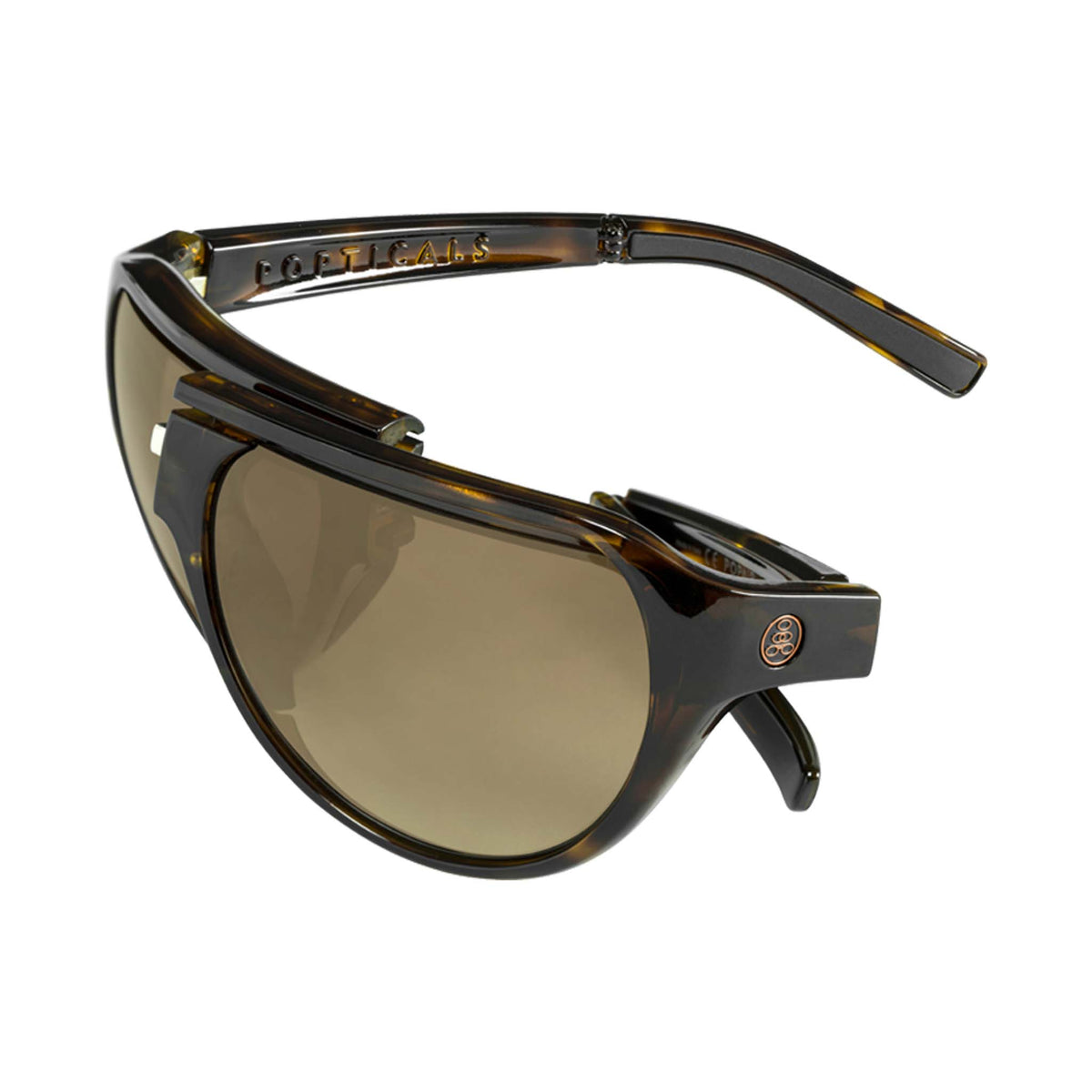 Popticals, Premium Compact Sunglasses, PopAir, 300010-CUNC, Polarized Sunglasses, Matte Tortoise Frame, Gradient Brown Lenses, Spider View