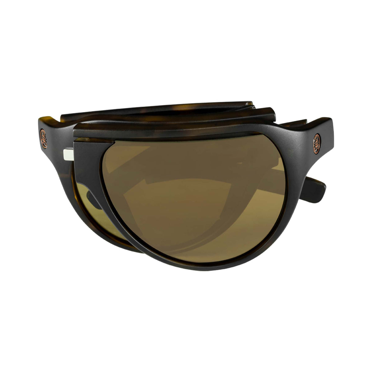 Popticals, Premium Compact Sunglasses, PopAir, 300010-CUNP, Polarized Sunglasses, Matte Tortoise Frame, Brown Lenses, Compact View