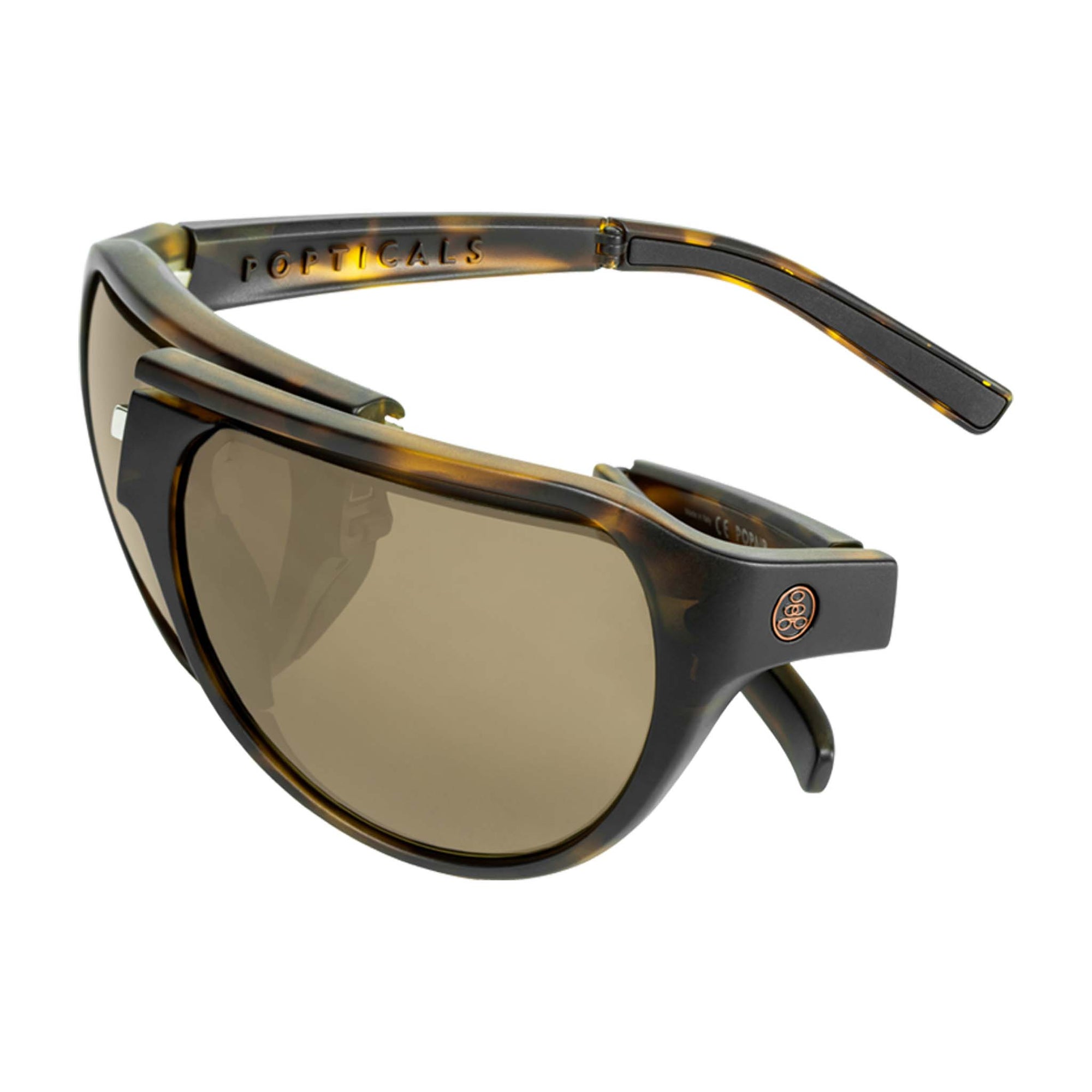 Popticals, Premium Compact Sunglasses, PopAir, 300010-CUNP, Polarized Sunglasses, Matte Tortoise Frame, Brown Lenses, Spider View