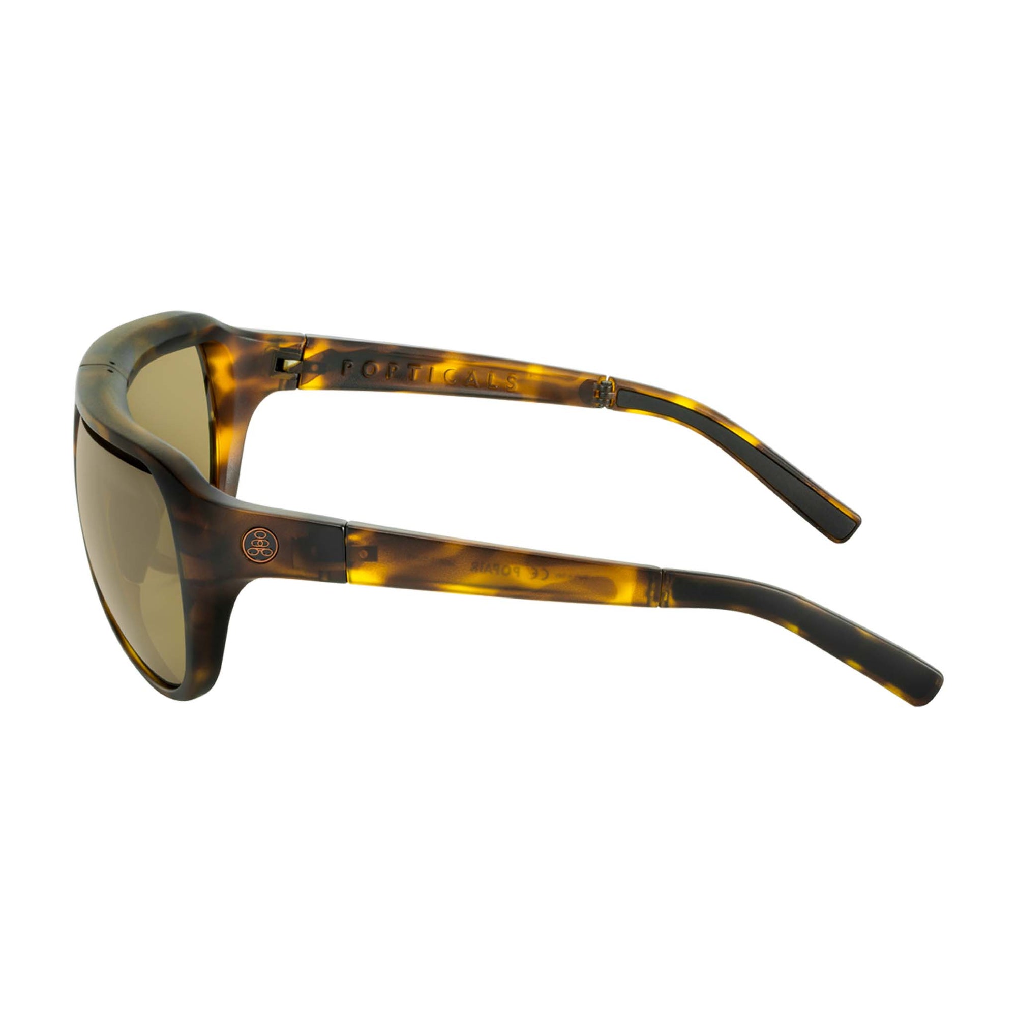 Popticals, Premium Compact Sunglasses, PopAir, 300010-CUNS, Standard Sunglasses, Matte Tortoise Frame, Brown Lenses, Side View