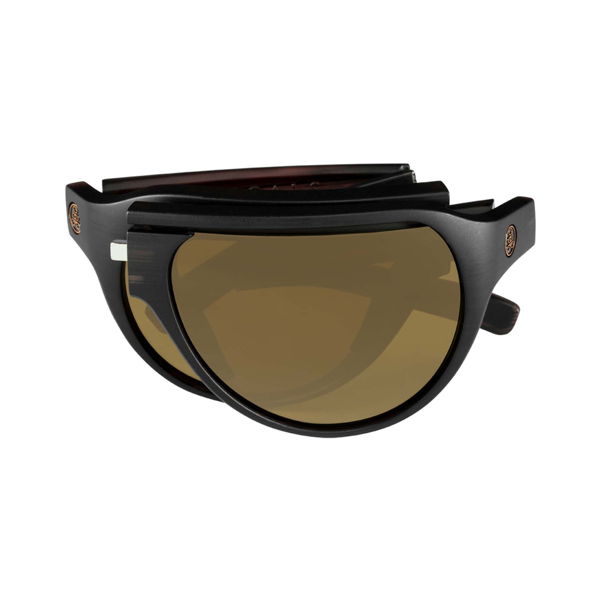 Popticals, Premium Compact Sunglasses, PopAir, 300010-DUNP, Polarized Sunglasses, Matte Driftwood Frame, Brown Lenses, Compact View