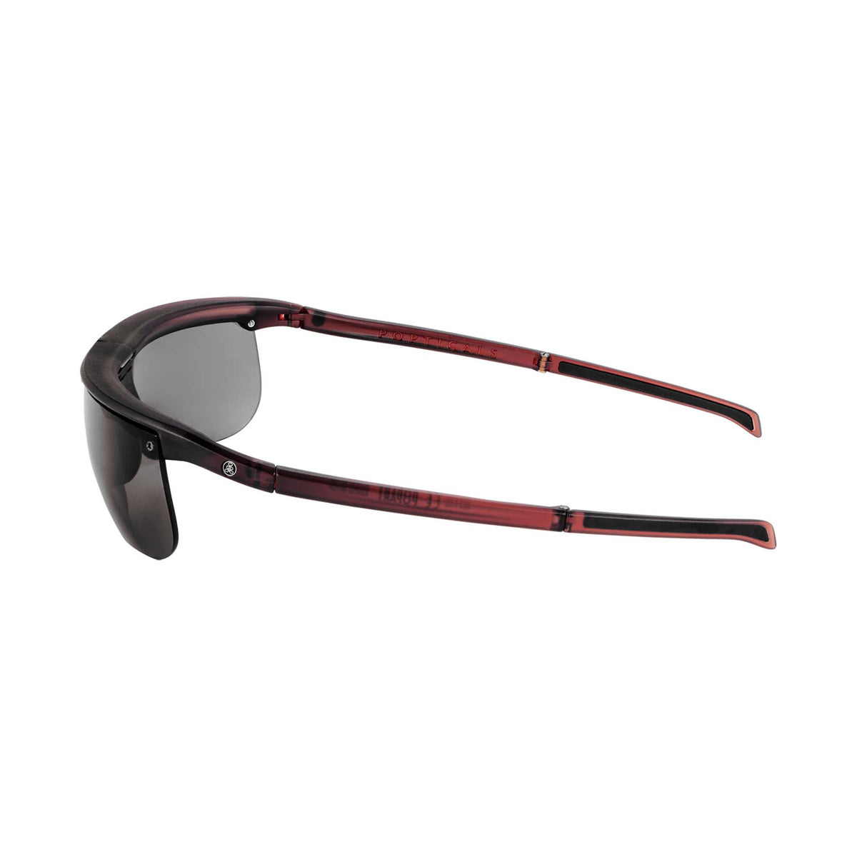 Popticals, Premium Compact Sunglasses, PopArt, 020030-WYGP, Polarized Sunglasses, Matte Wine Crystal, Gray Lenses, Side View