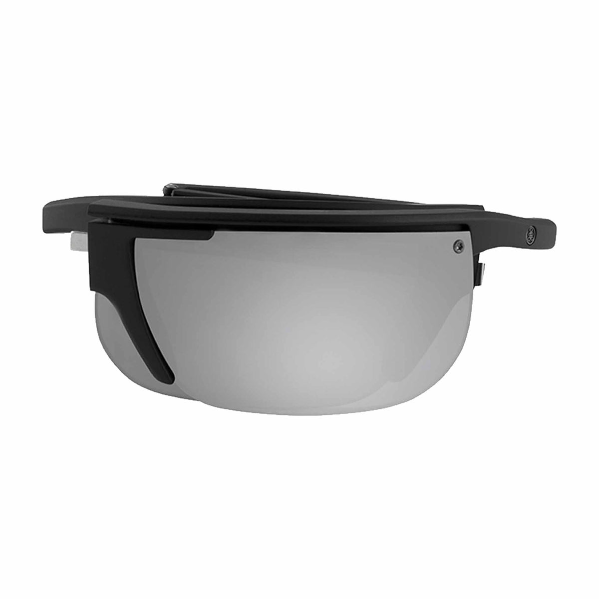 Popticals, Premium Compact Sunglasses, PopArt, 010030-BMLN, Polarized Sunglasses, Matte Black Frame, Gray Lenses with Silver Mirror Finish, Compact View