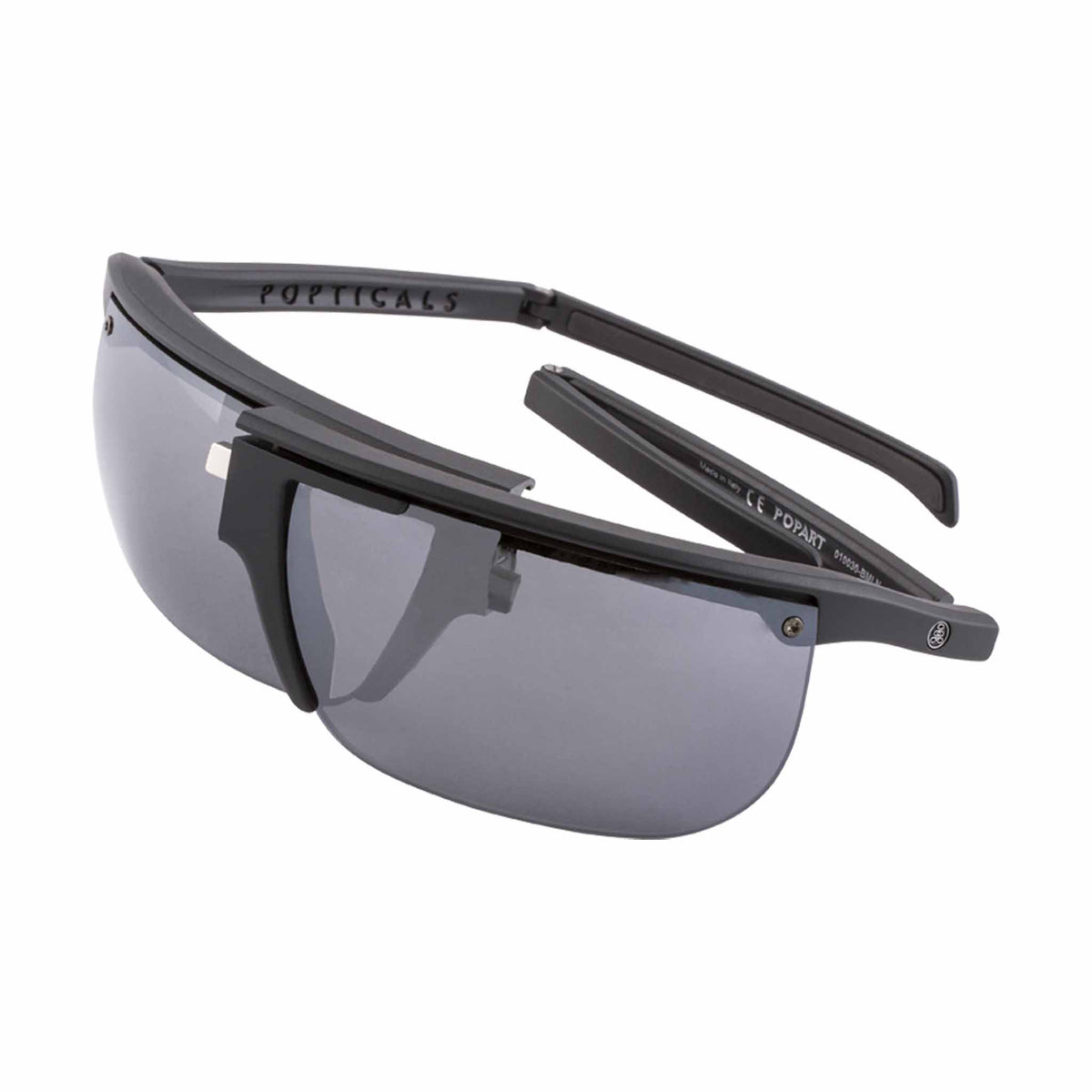 Popticals, Premium Compact Sunglasses, PopArt, 010030-BMLN, Polarized Sunglasses, Matte Black Frame, Gray Lenses with Silver Mirror Finish, Spider View